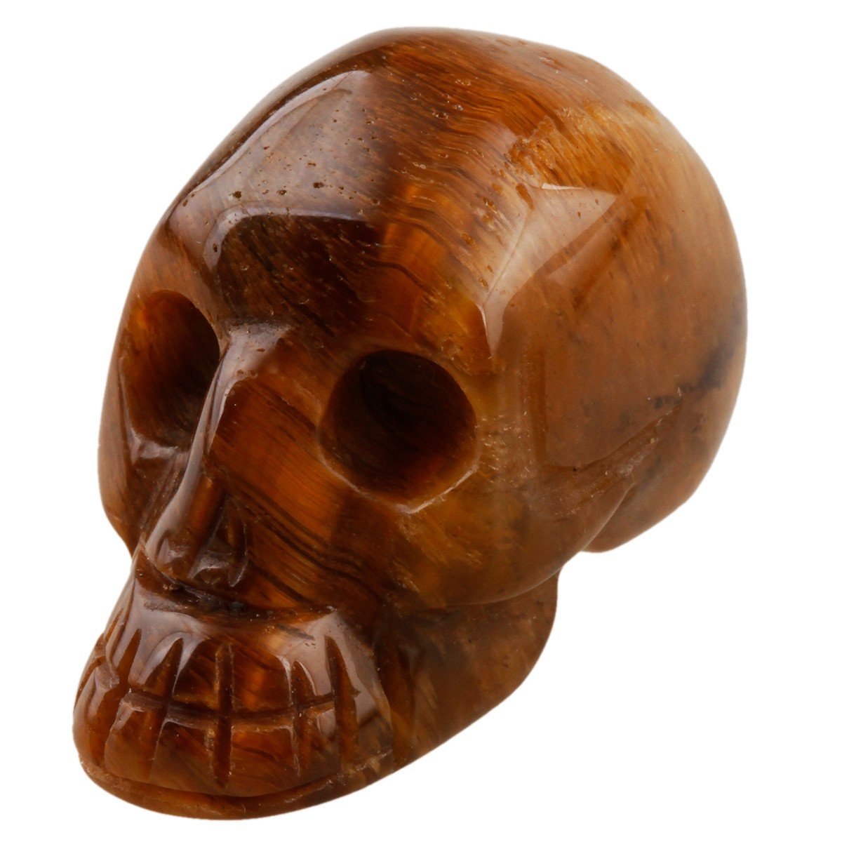 SUNYIK Yellow Tiger's Eye Stone Carving Skull Statues,Pocket Healing Figurine Sculpture 1.5"