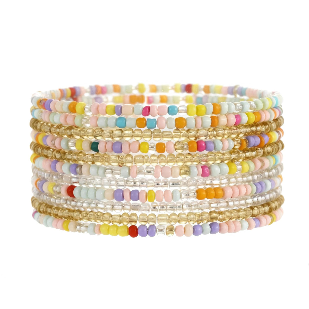 iF YOU Small Colorful Beaded Bracelets Set for Women Trendy, Boho Glass Seed Bead Stretch Bracelet Stack, Non Tarnish Stackable Bracelets Pack Fashion Accessories Gifts