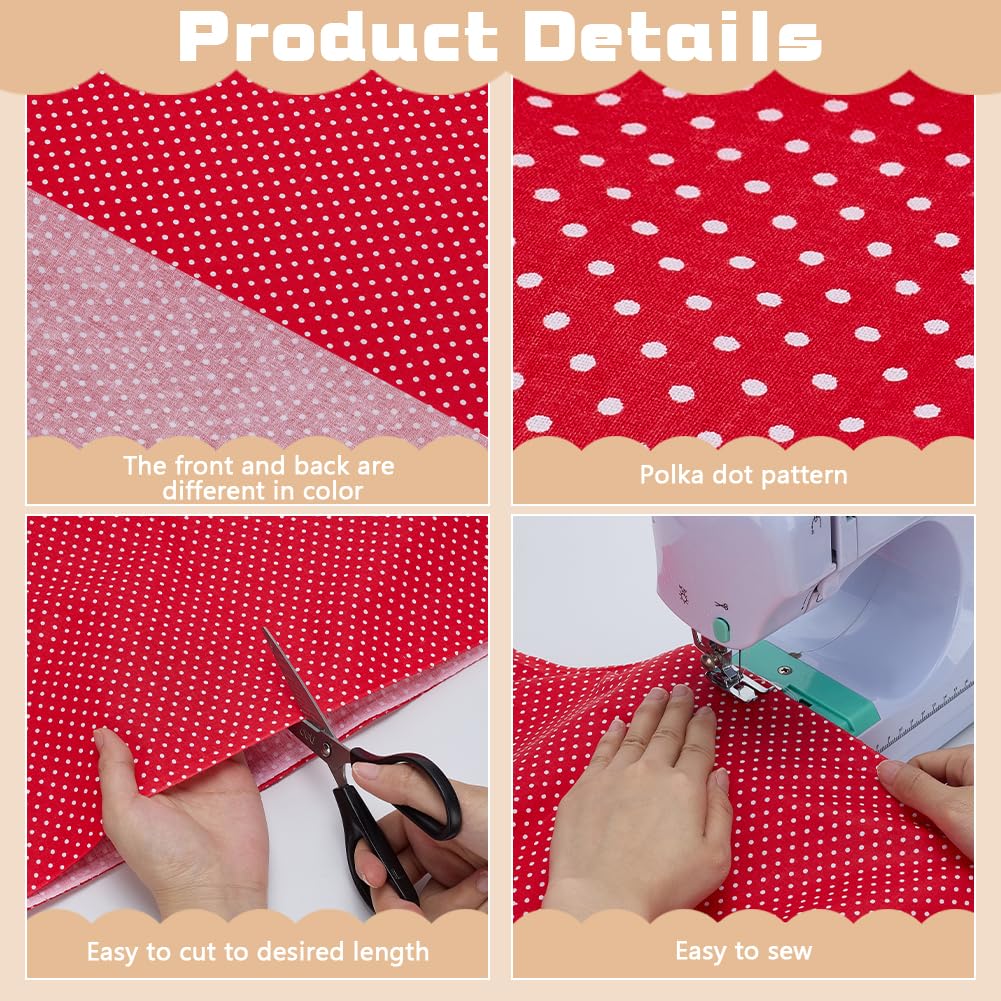 FINGERINSPIRE Red Mini Polka Dot Fat Quarters Quilting Fabric Bundles, 40x62 Inch Cotton Patchwork Fabric Sewing Craft for Handmade Craft Making Supplies Clothing Accessories