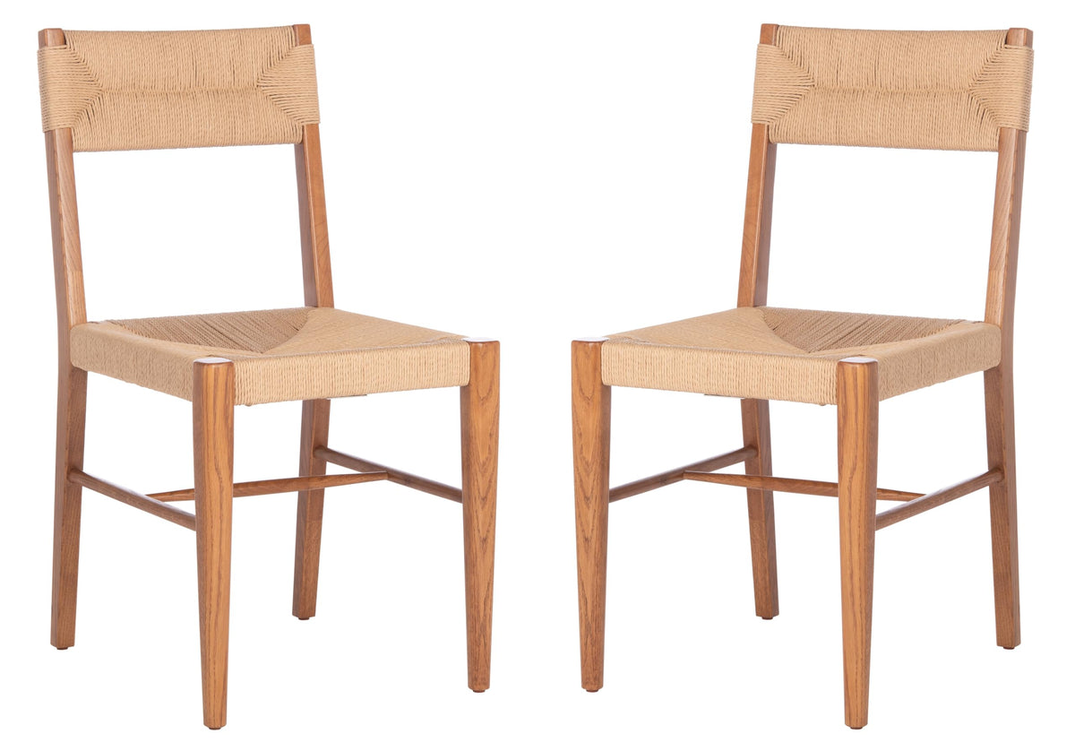 Safavieh Couture Home Collection Cody Natural Rattan Living Room Dining Accent Chair (Fully Assembled) -Set of 2 SFV4104B-SET2
