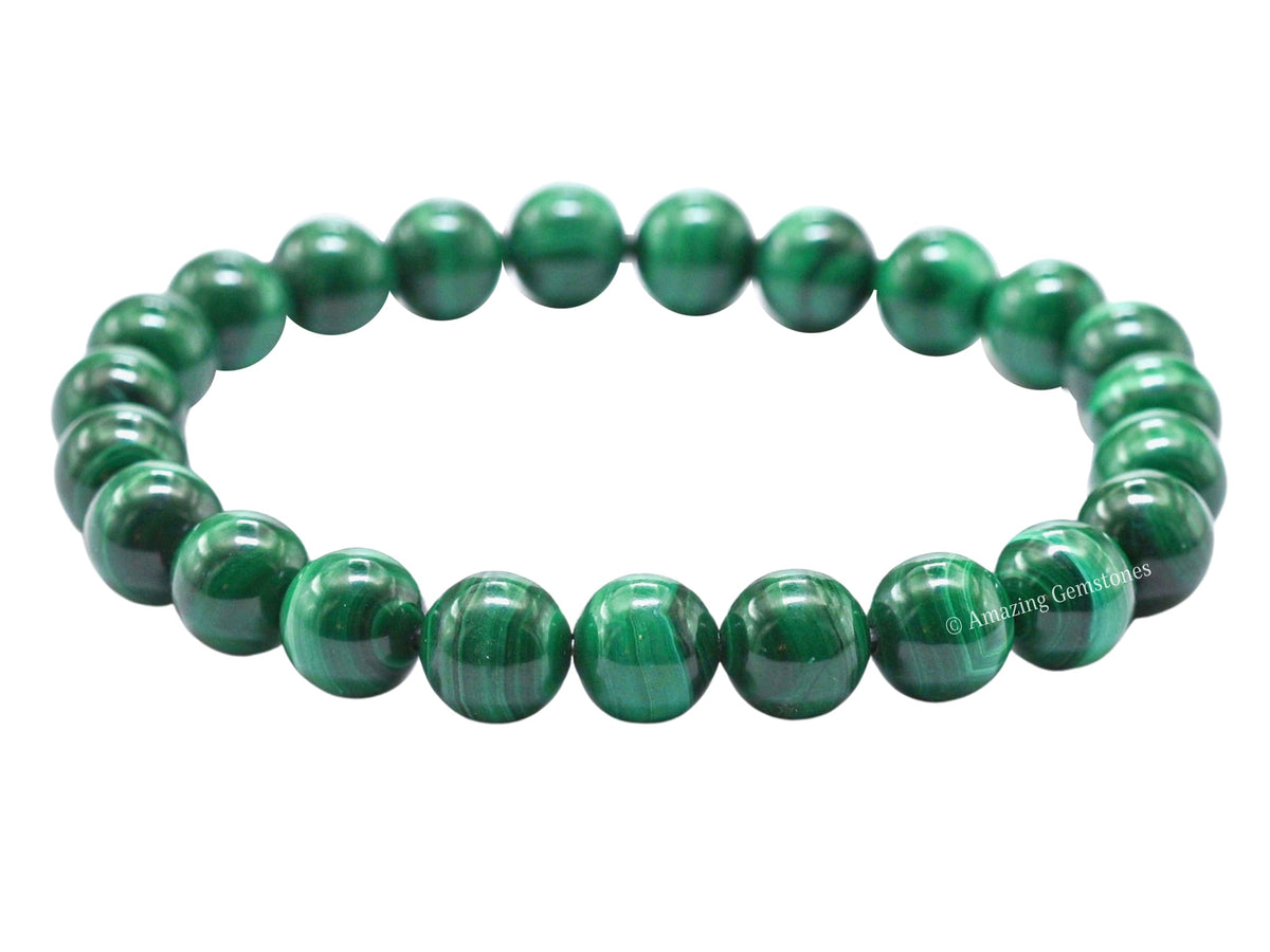 Amazing Gemstone Crystal Bracelet for Women Men's Gifts - Protection Healing Crystal Bracelet - 8mm Gemstone Beaded Stretchable Bracelet Pulseras Para Hombres Mujer Stocking Stuffers Mothers Day Gift (Malachite)
