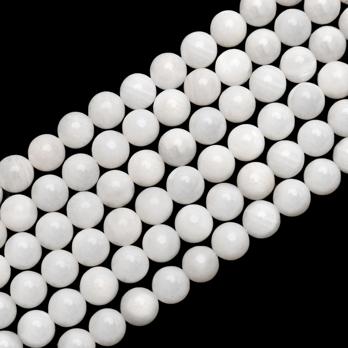 70PCS Natural 8MM Healing Gemstone, Moonstone Energy Stone Round Loose Beads, Semi-Precious Crystal Beads with Free Elastic String for Jewelry Making DIY