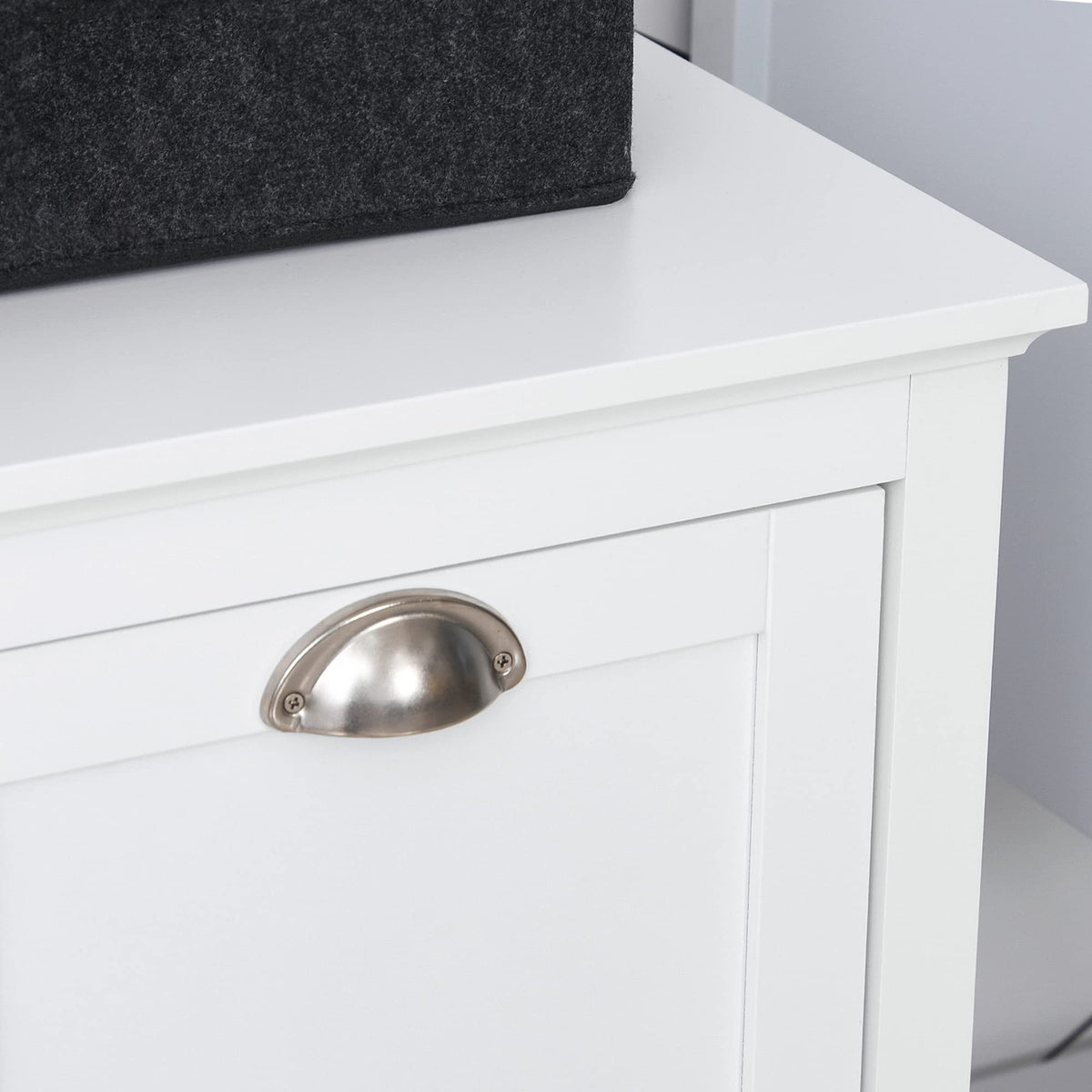 Tilt Out Laundry Sorter Bathroom Cabinet, White