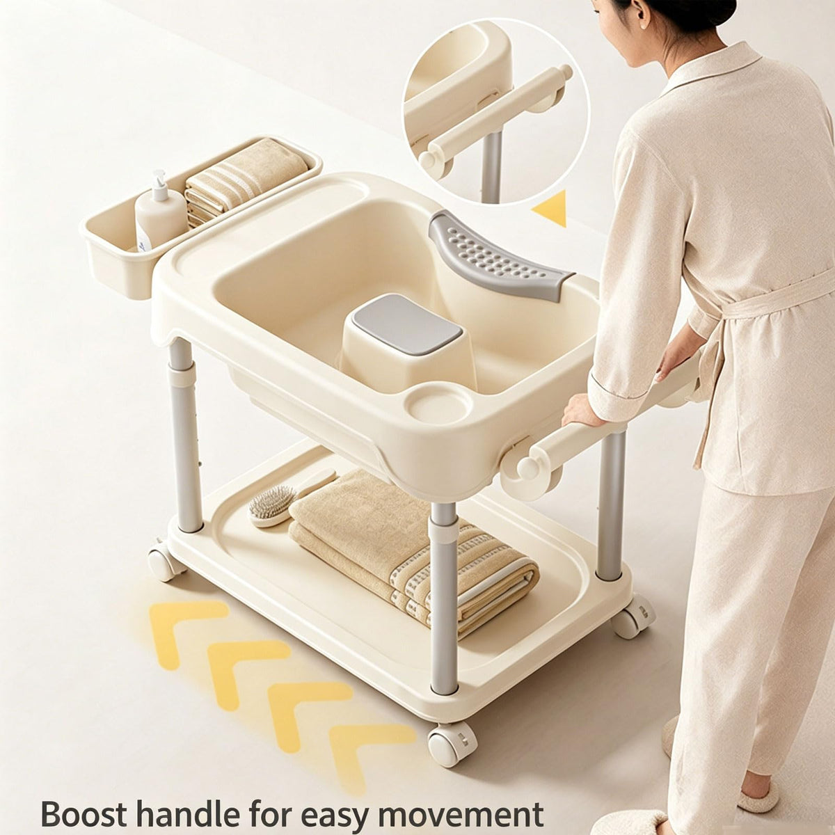 Portable Shampoo Bowl, Mobile Shampoo Basin, Features A Vertical Circulation Pump, A Height Adjustable Lifting Bracket, for Elderly, Pregnant Women, People with Limited