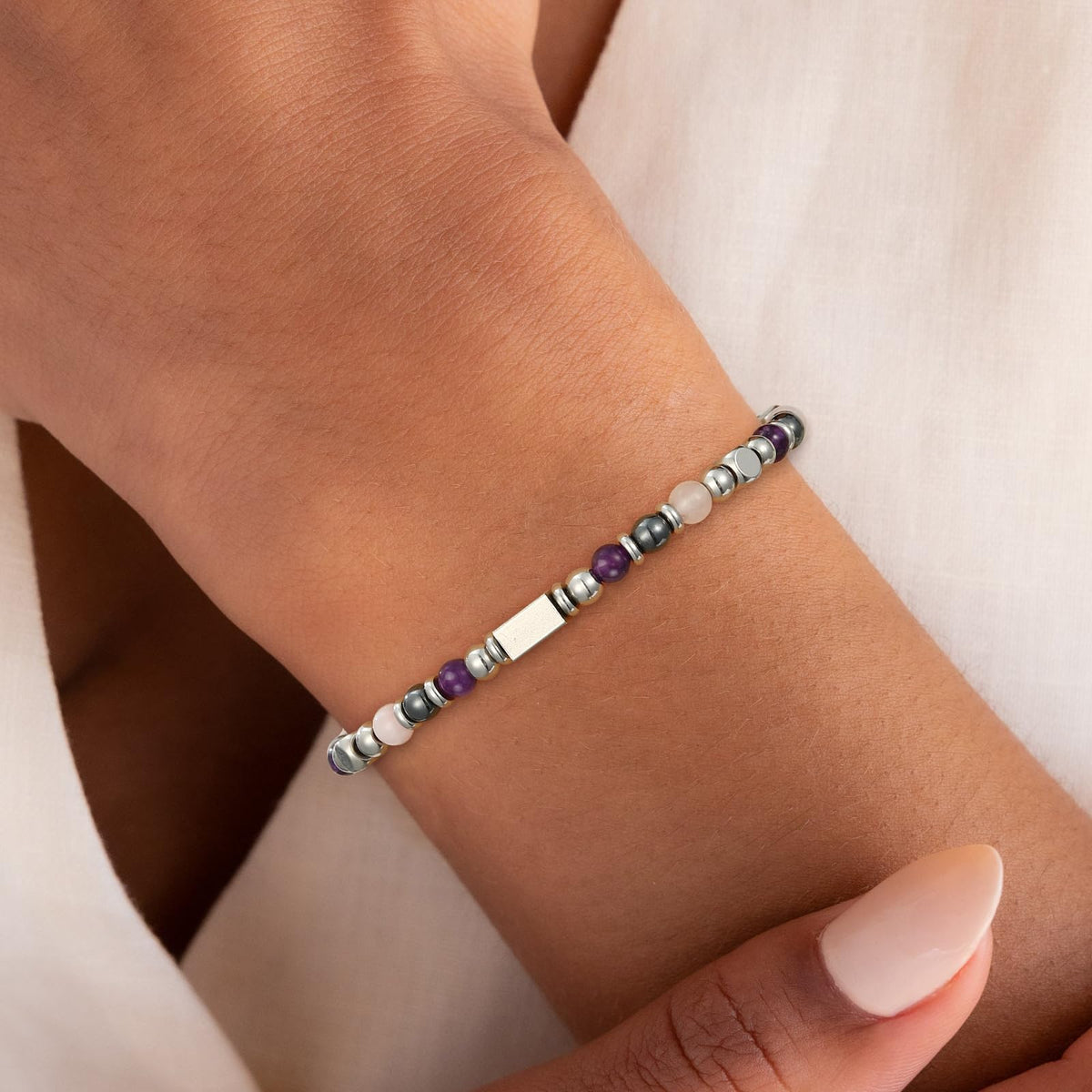 ESPVO Protection Bracelet for Women Gifts Empath Crystals Healing Emf Amethyst Hematite Jewelry Natural Stones Teens