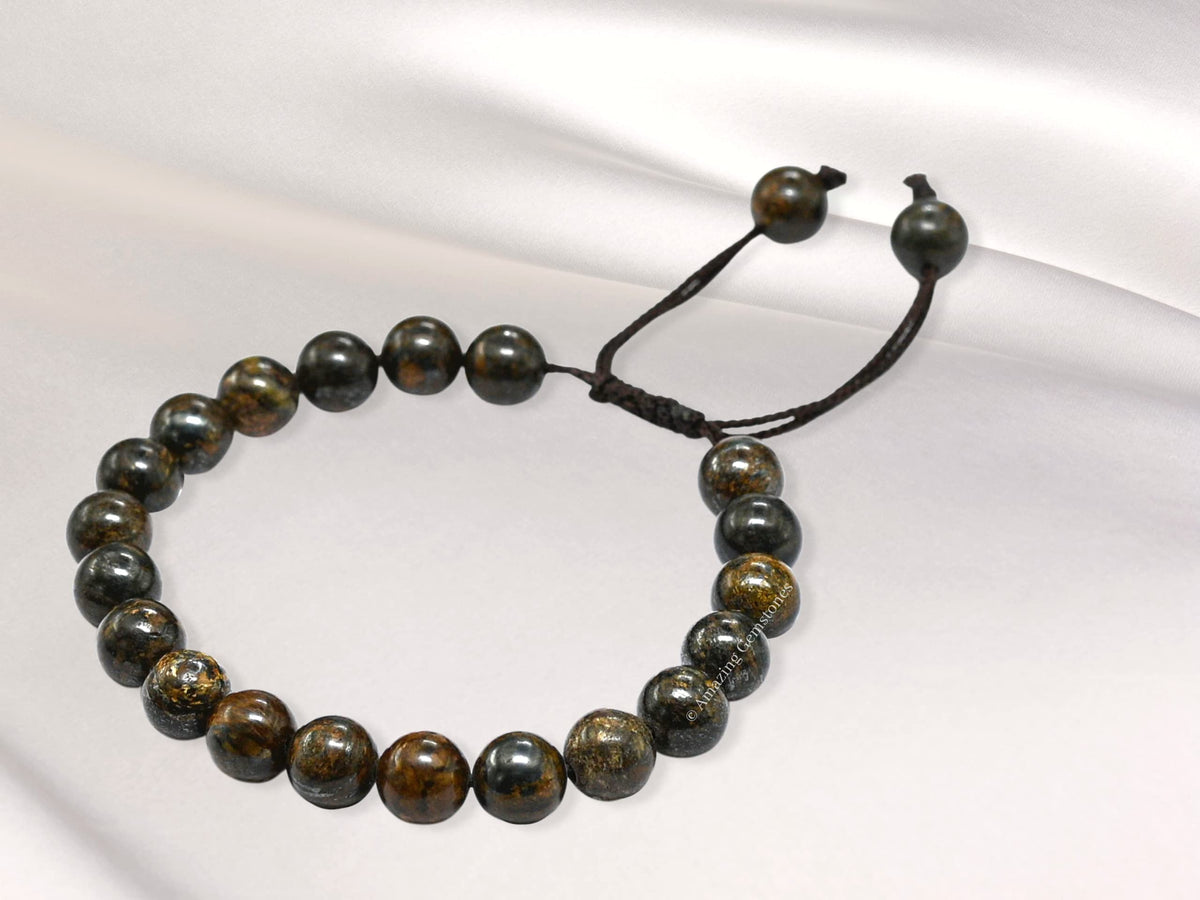 Amazing Gemstone Bronzite Bracelet for Women Men's Gifts - Protection Healing Crystal Bracelet - 8mm Gemstone Beaded Adjustable Bracelet Pulseras Para Hombres Mujer Stocking Stuffers