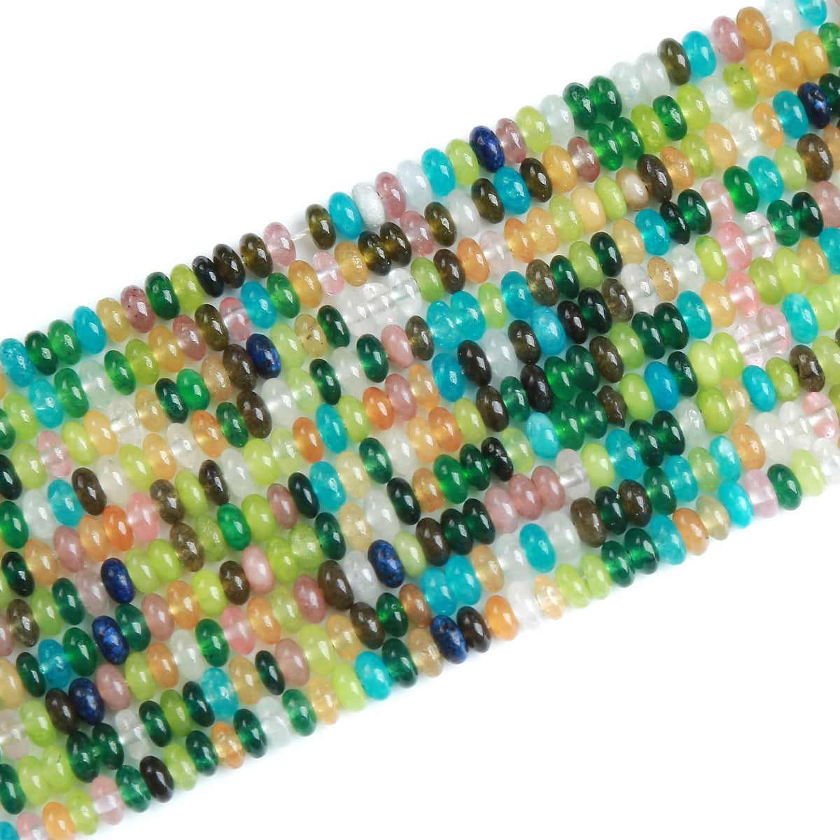 150PCS 2x4mm Natural Mix Color Stone Rondelle Beads Abacus Disk Stone Beads Round Loose Spacer Gemstone Beads for DIY Bracelet Necklace Jewelry Making