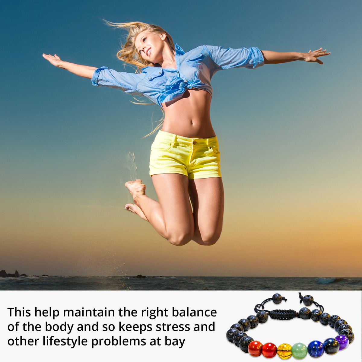 ANAYA AGATE Healing Crystal Bracelet – Chic Gemstone Bracelet for Men and Women – 8mm Round Bead Bracelets for Spiritual Healing, Protection, Positive Energy - 7 Chakra, Lava