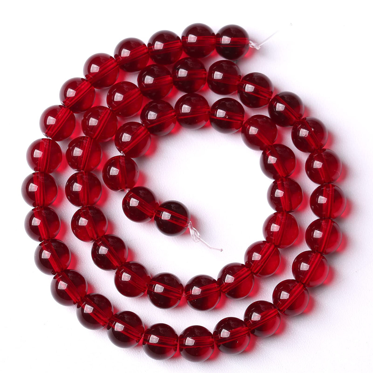 Smooth Garnet Red Glass Crystal Round Loose BeadsFor Jewelry Making DIY Bracelet Necklace Accessories 6mm 68pcs 15" Strand(Garnet Red Glass, 6mm)
