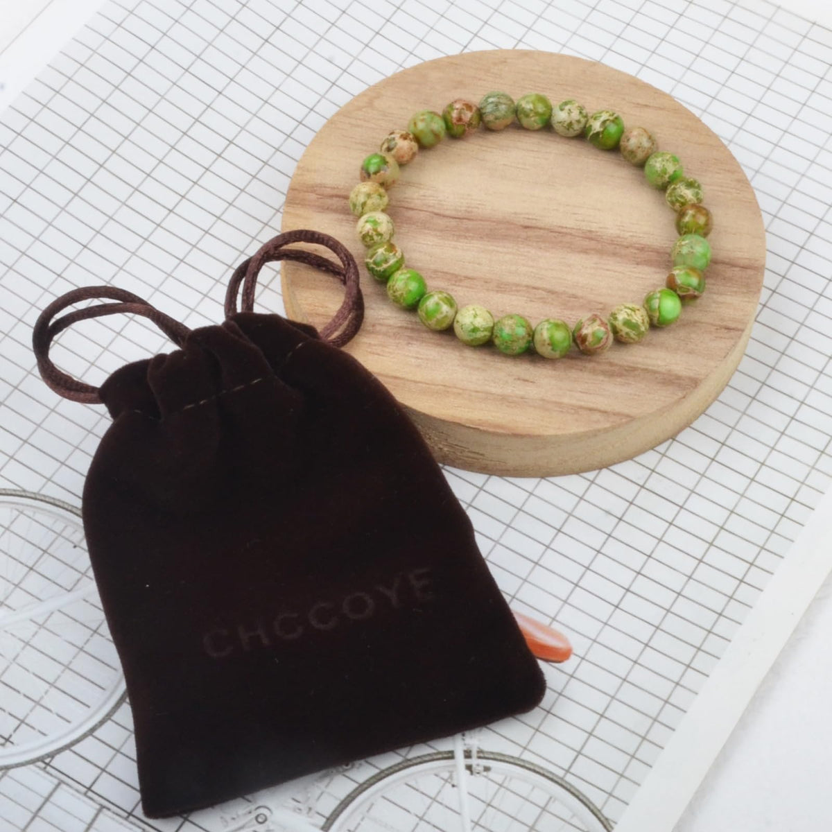 CHCCOYE 4mm Natural Healing Gemstone Bracelet Handmade Yoga Stretch Elastic Bracelet Stress Relief Crystal Jewelry for Men and Women (4mm,Meadow Shoushan stone)