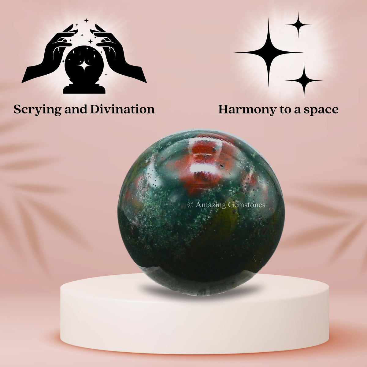 Amazing Gemstone Bloodstone Crystal Ball - 1" Inches Crystal Sphere Meditation Balls for Witchcraft and Decorative Balls - Crystals and Healing Stones Beginners Gift (Pack of 1)