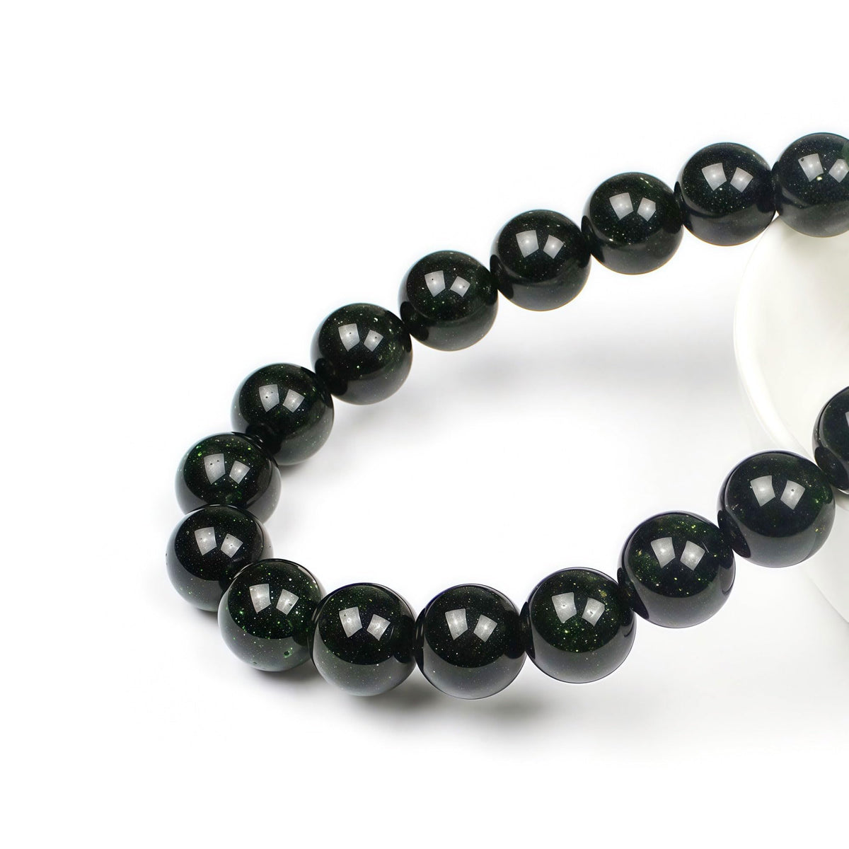 MJDCB Best Sellers Green Sand Stone Round Stone Beads for Jewelry Making DIY Bracelet Necklace (8mm)