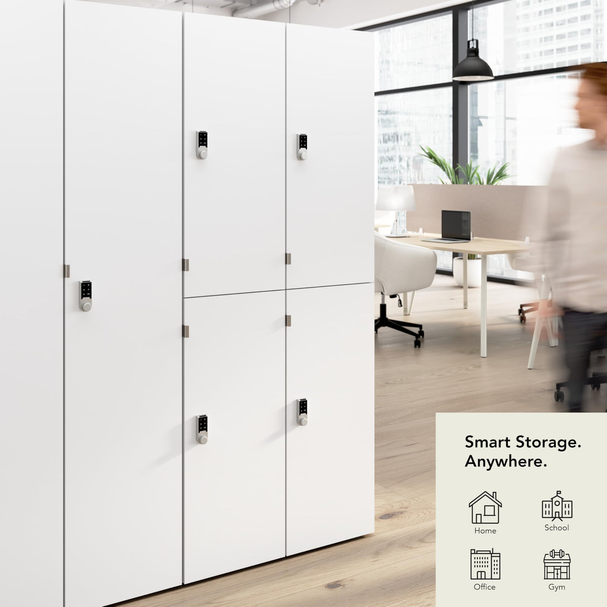 Bush Business Furniture Two Tier 4 Door Storage Lockers with Keypad Locks, Office Furniture, Assure Collection, White
