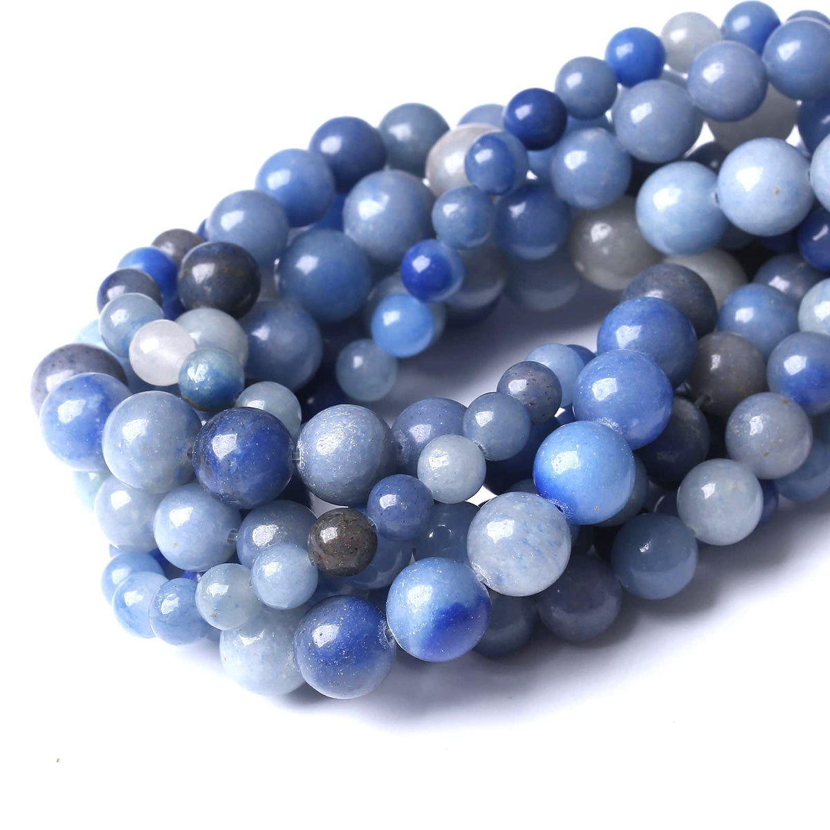60PCS 6MM Natural Blue Aventurine Beads Round Loose Stone Beads for Jewelry Making DIY Energy Stone Healing Power Bracelet 15"