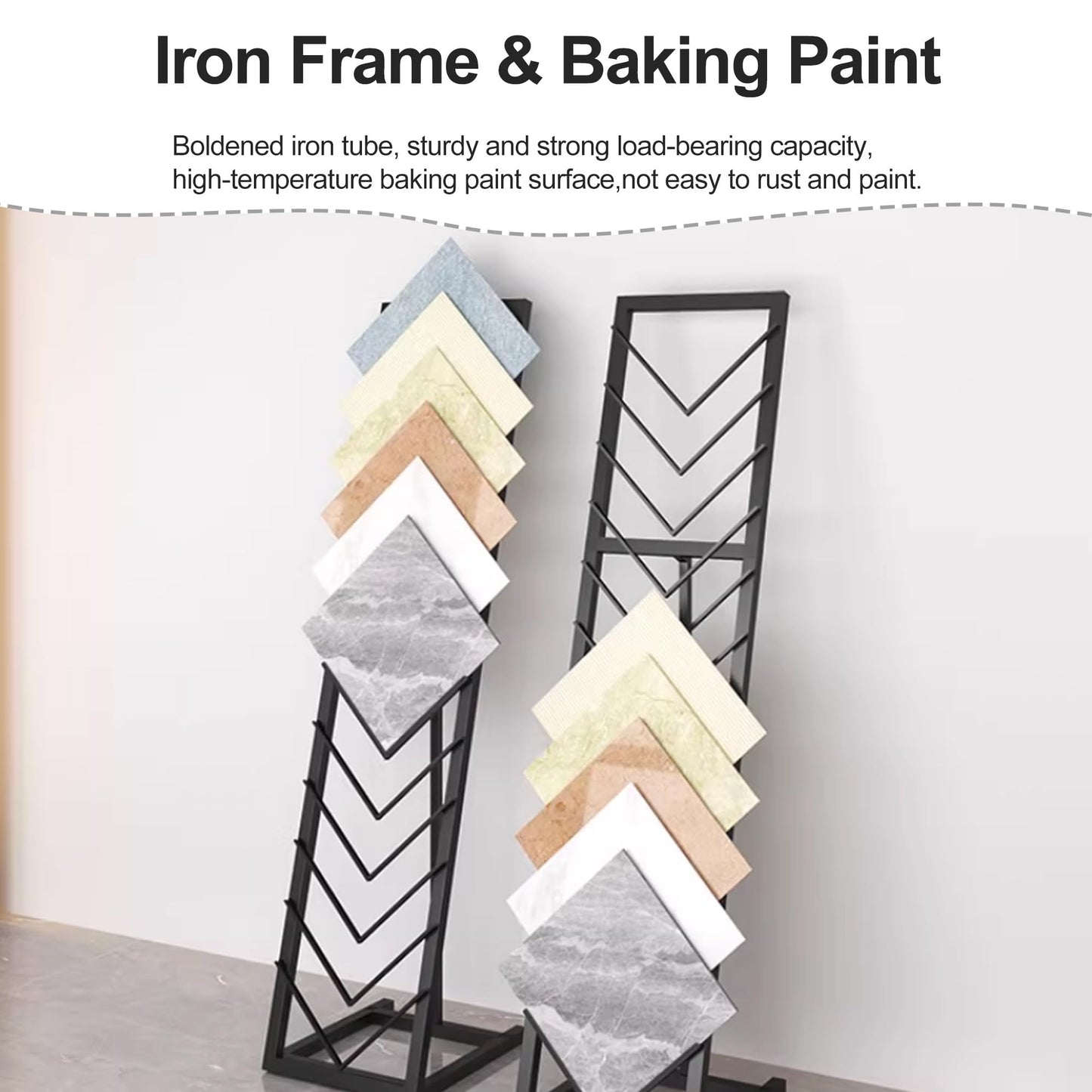 Tile Display Rack with 12 Card Slots, Store Display Rack, Freestanding Sample Display Stand, Organizer Shelf for Marble Slab/Wooden Boards/Door Sample, for Retail Stores/Trade Show, White-40*50*160cm