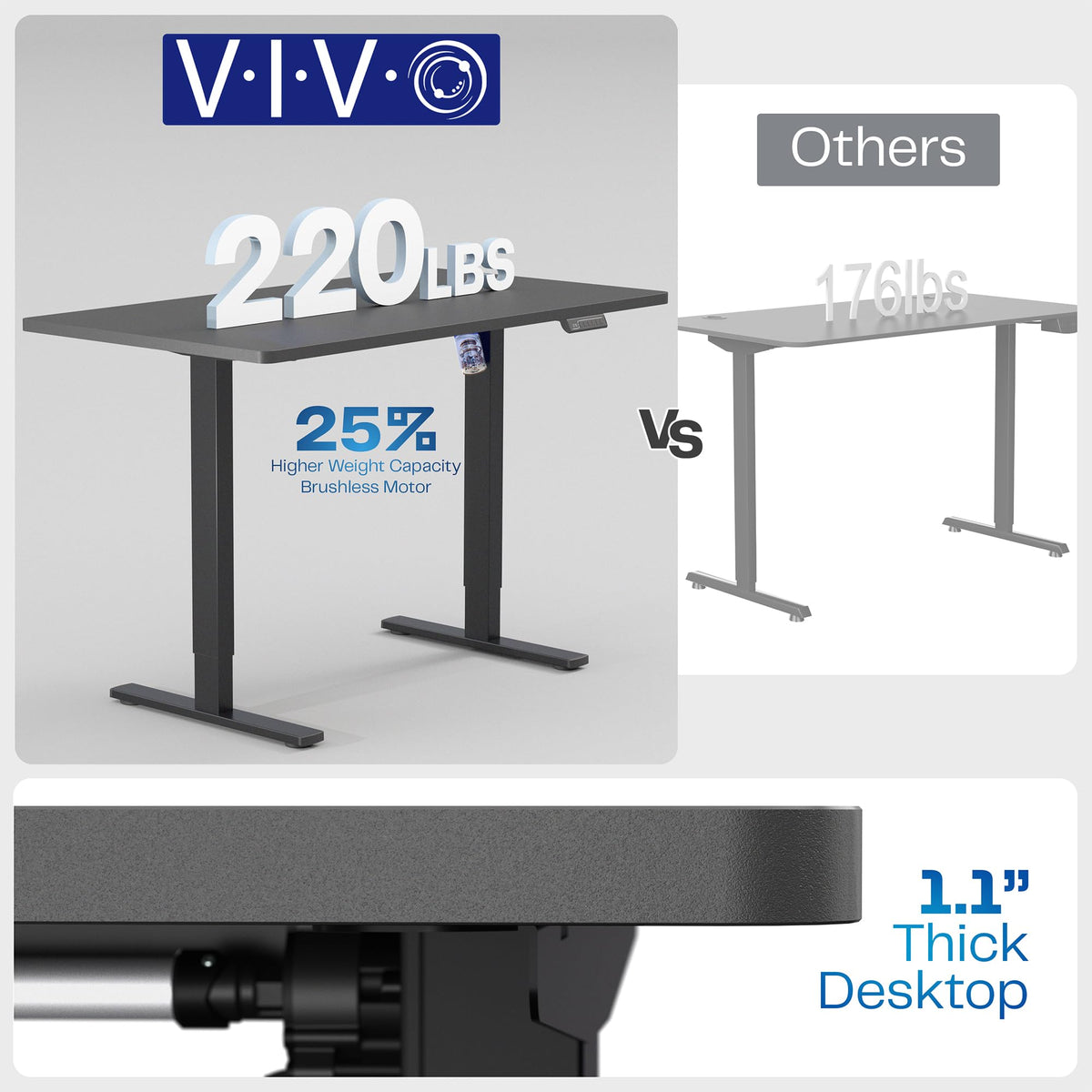VIVO Electric 60 x 24 in Standing Desk, Memory Height Adjustment, 1B Series, Holds 220 lbs, One-Piece Light Wood Top, Gray Frame, DESK-KIT-1G6C