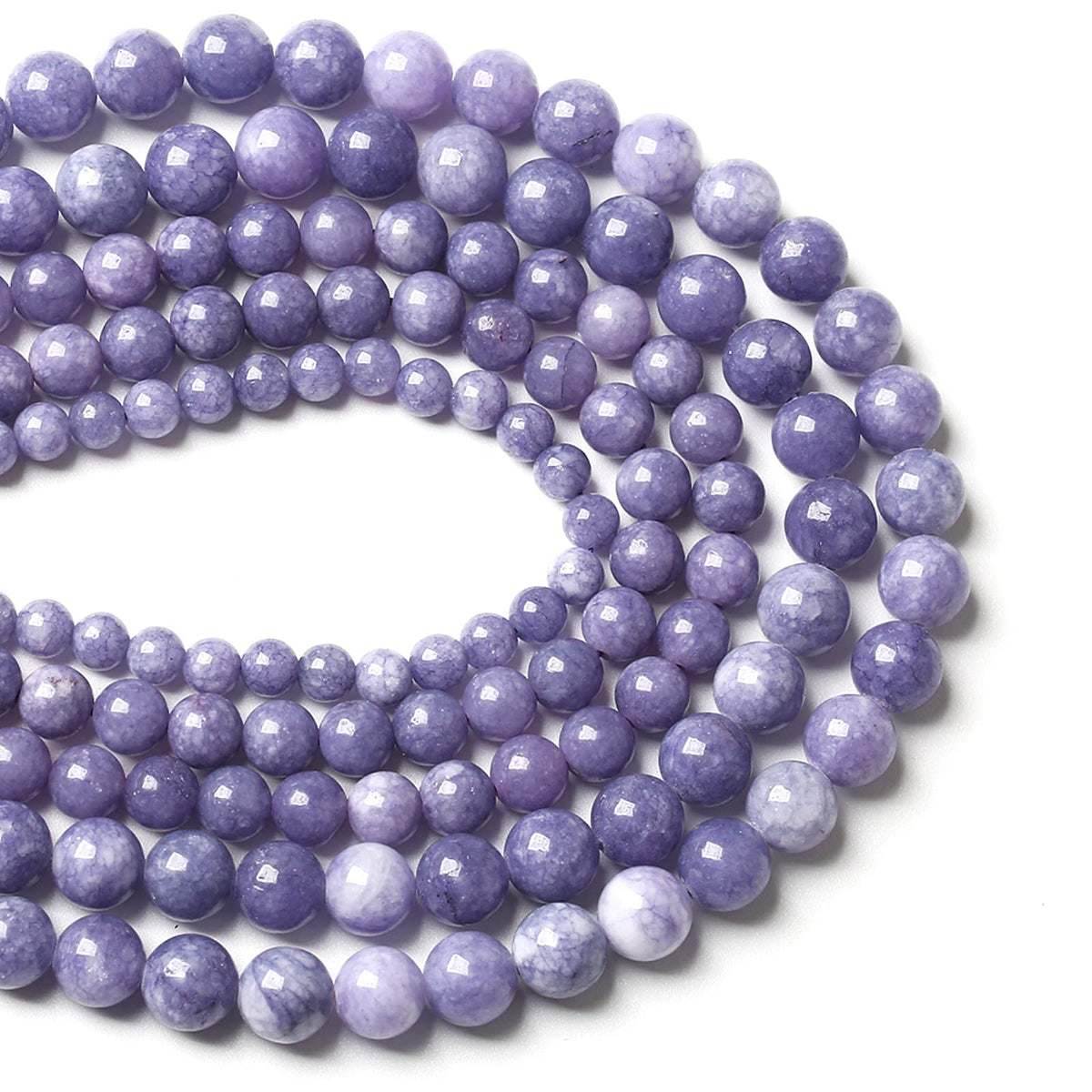 75PCS 10MM Lavender Purple Chalcedony Stone Loose Beads for Jewelry Making DIY Bracelet Necklace