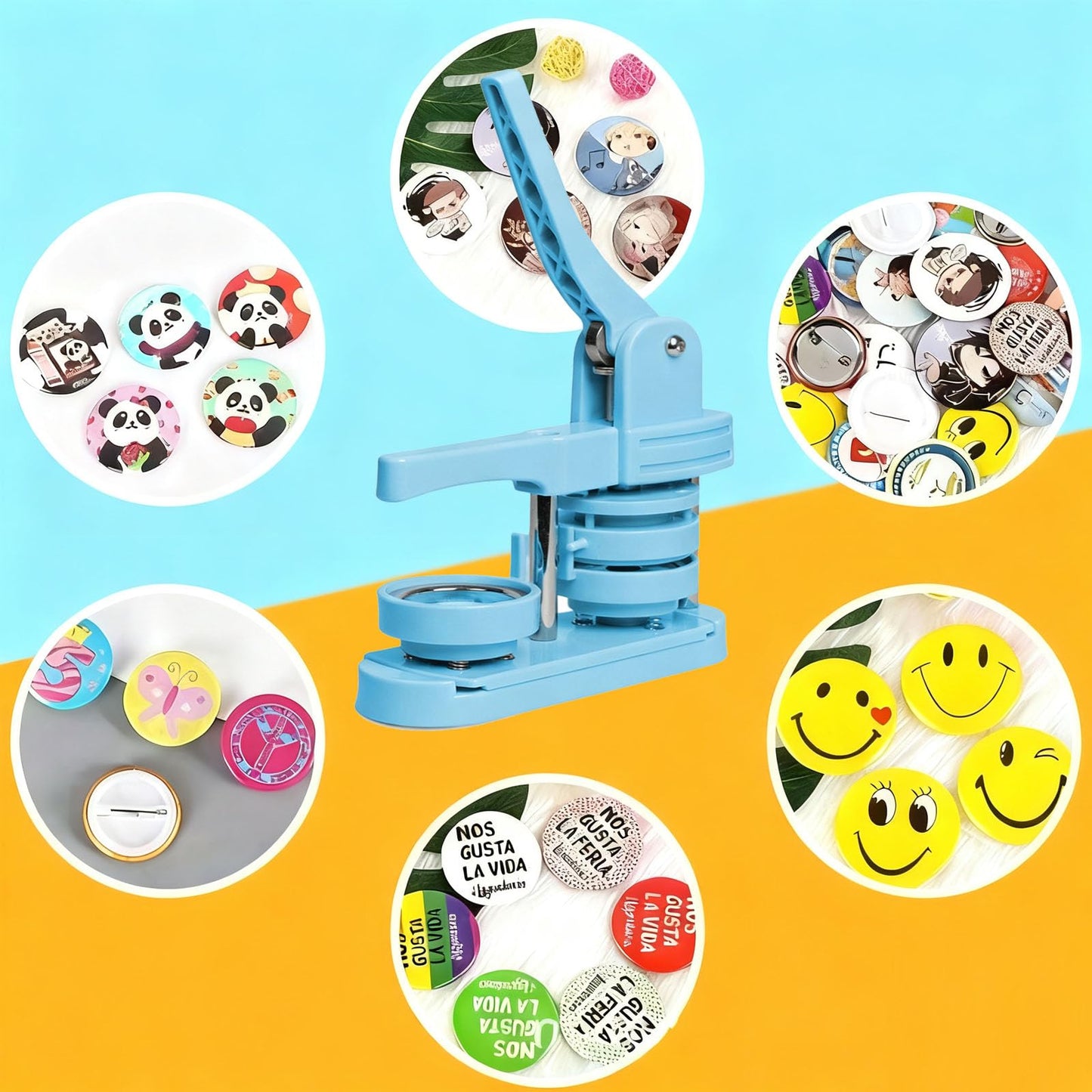 YYMTTOR Button Maker Machine Kit 58mm(2.25in) – DIY Pin Badge Press with 100 Buttons, Custom Pin Maker for Crafts, Parties & Gifts