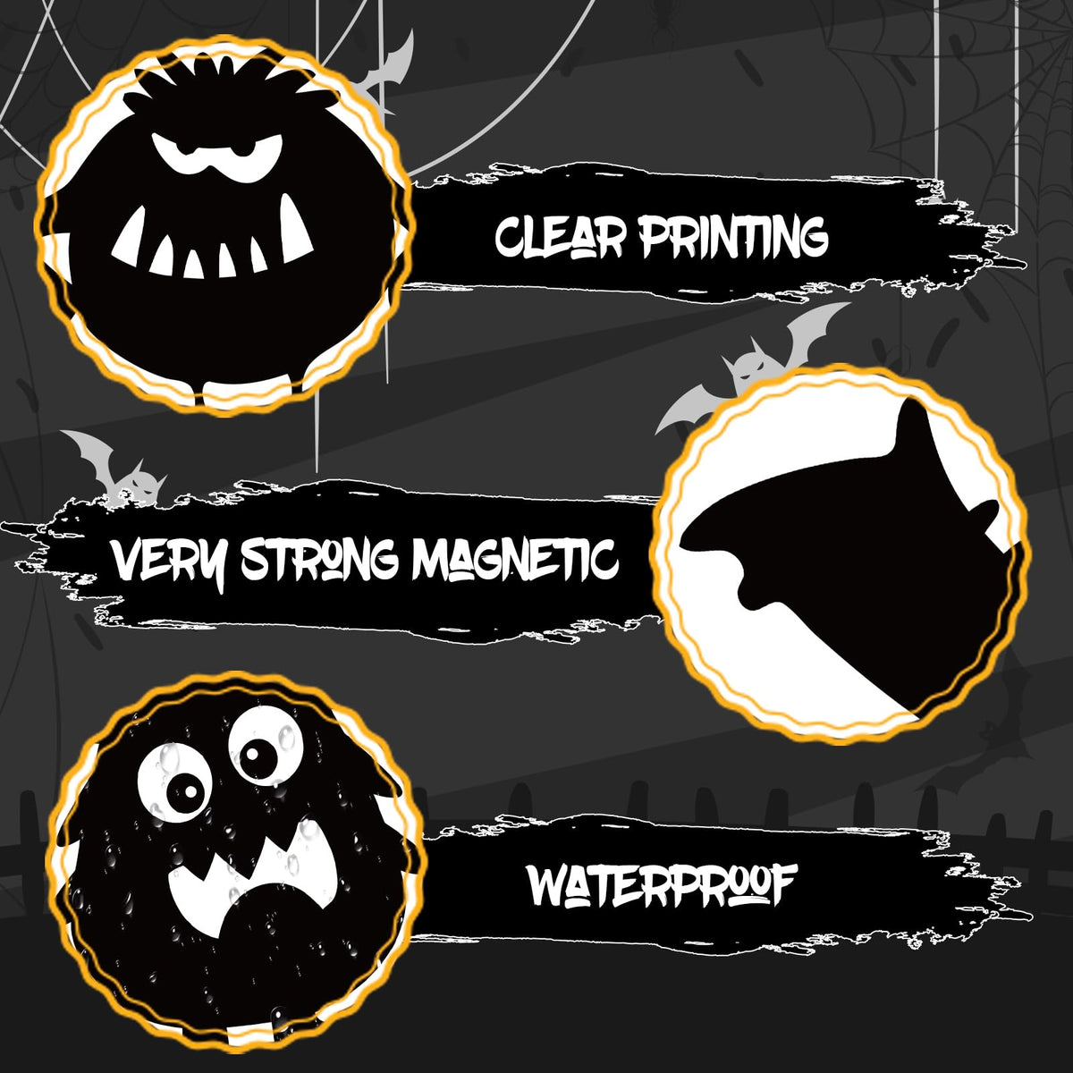 JarThenaAMCS 12 Pcs Halloween Garage Magnets Decoration Spooky Monster Garage Door Decals Magnetic Refrigerator Stickers for Halloween Party Home Car
