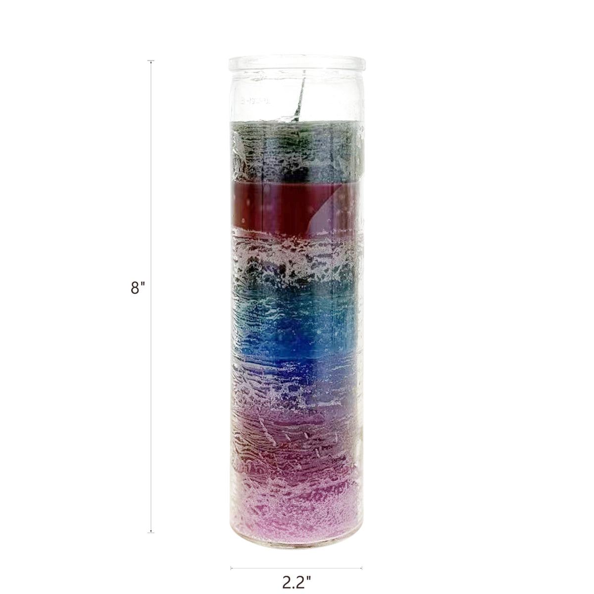 Mega Candles 6 pcs Unscented 7 Color Glass Devotional Prayer Candles, Hand Poured Wax Candle 2 Inch x 8 Inch, Sanctuary, Vigils, Prayers, Casting Chimes, Spiritual, Rituals, Spells, Wicca, Deities