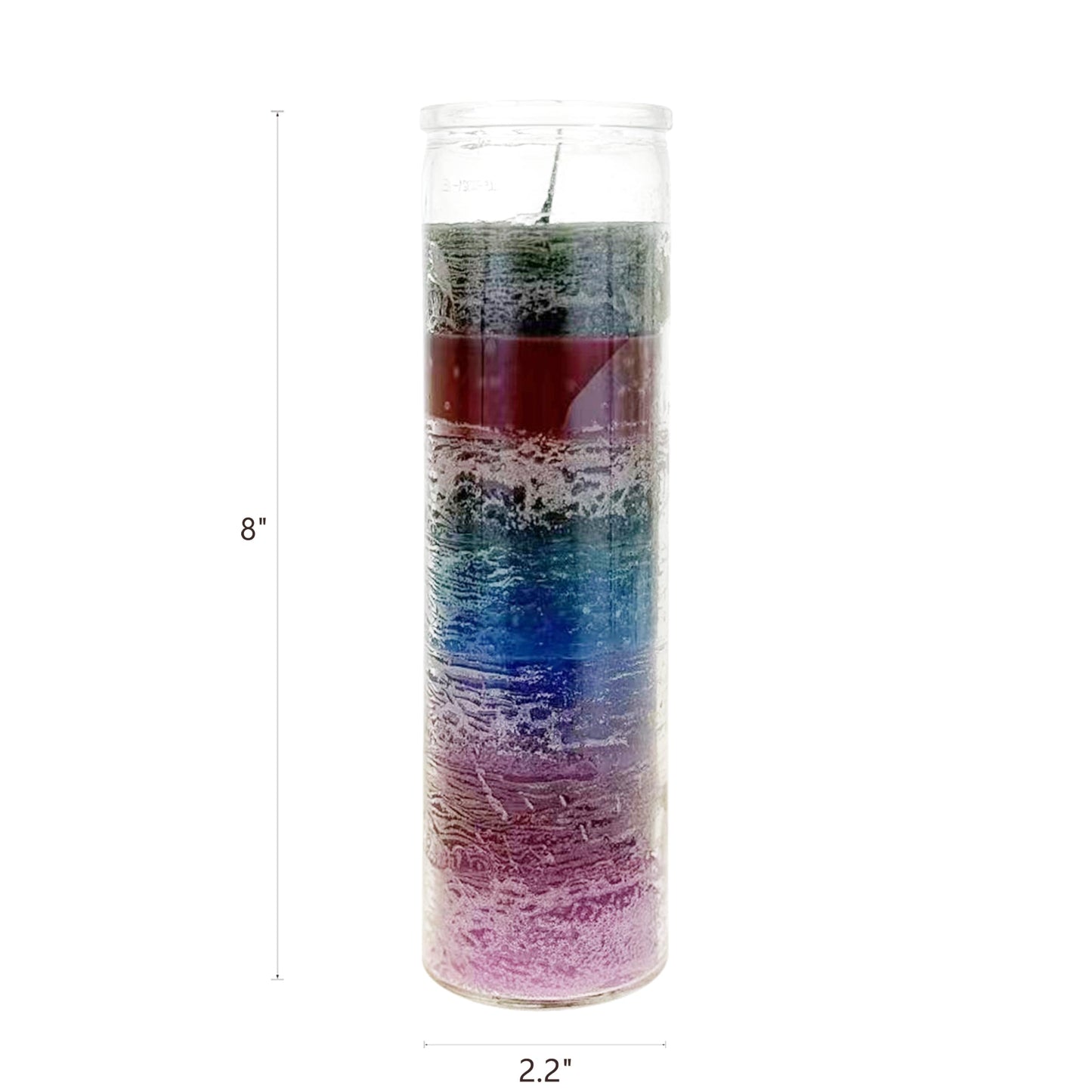 Mega Candles 6 pcs Unscented 7 Color Glass Devotional Prayer Candles, Hand Poured Wax Candle 2 Inch x 8 Inch, Sanctuary, Vigils, Prayers, Casting Chimes, Spiritual, Rituals, Spells, Wicca, Deities