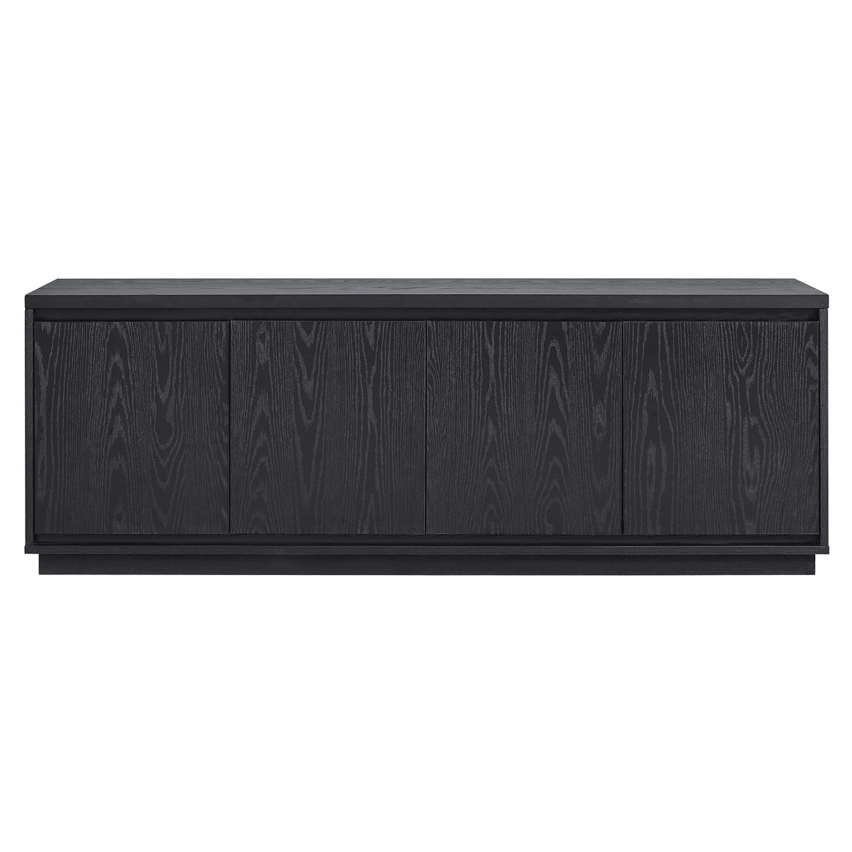 Henn&Hart TV Stand for TVs up to 75" with 2 Concealed Storage Cabinets and Adjustable Shelves for Living Room, Family Room, or Office, Natural Black