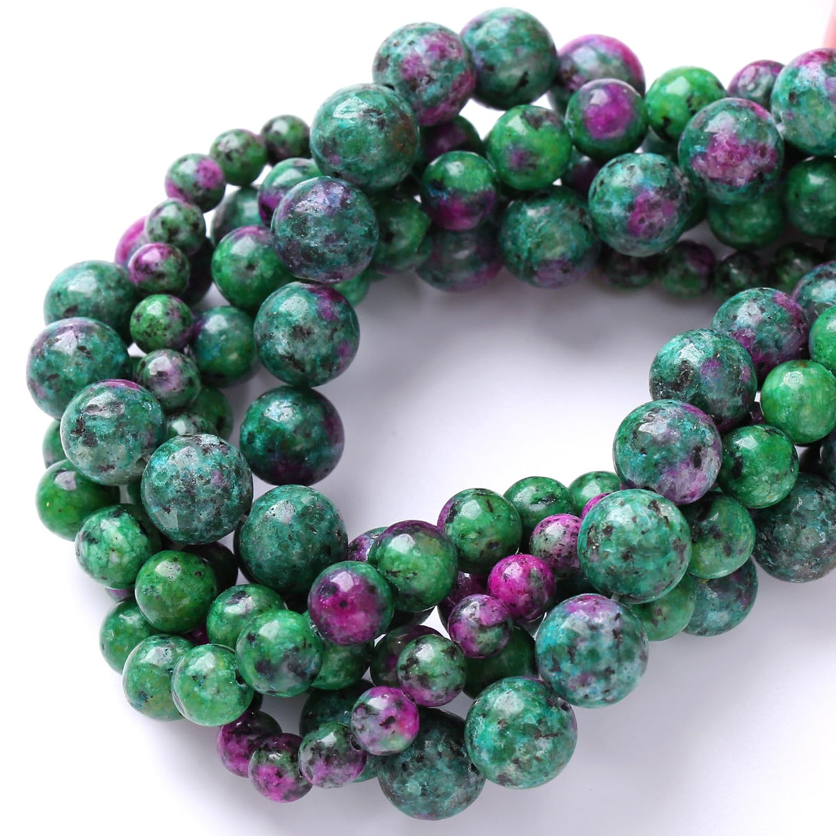 32pcs 12mm Natural Epidote Zoisite Stone Beads for Jewelry Making DIY Bracelet Necklace Accessories 15" Energy Healing Power Stone Beads