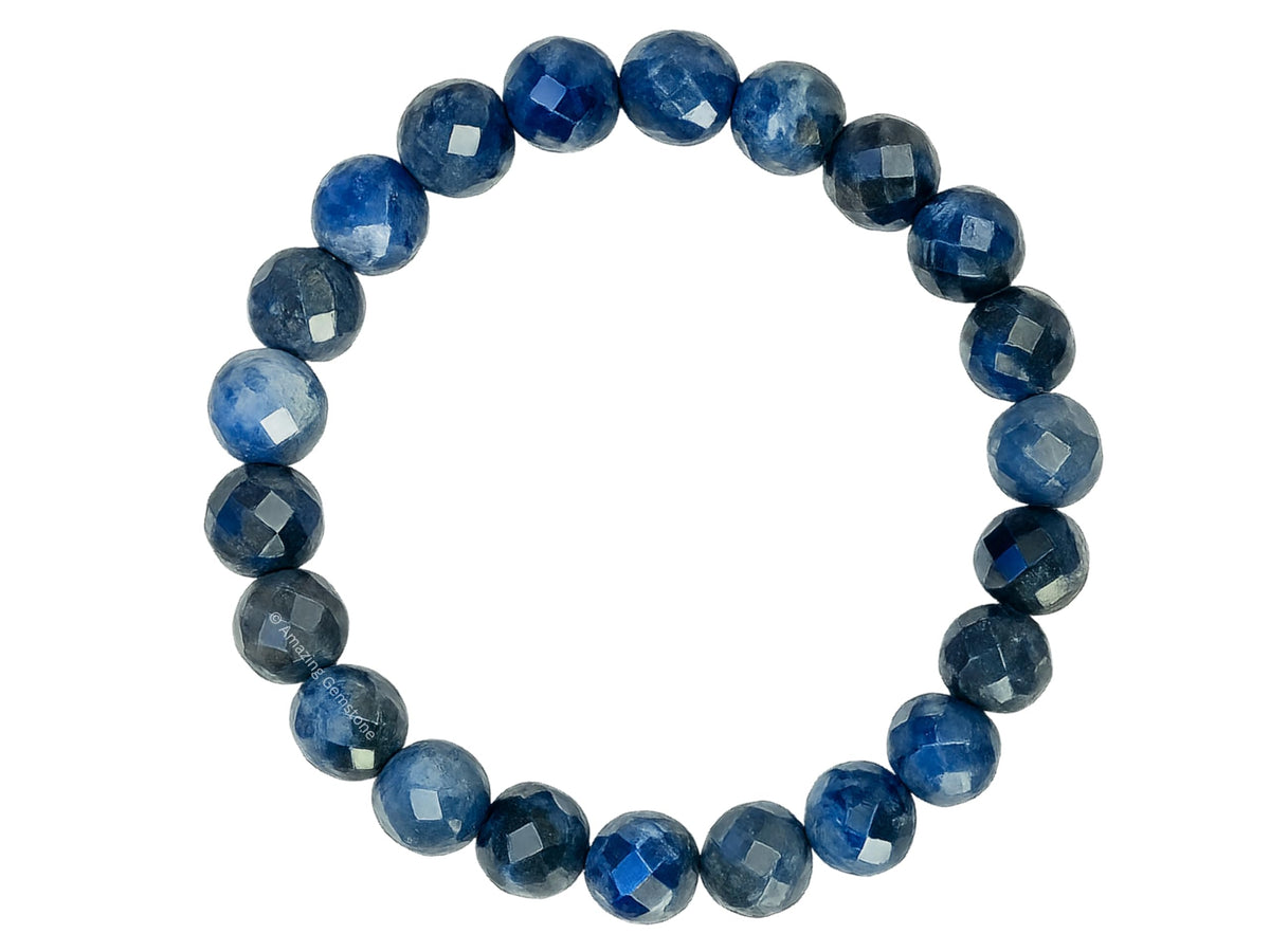 Amazing Gemstone Sodalite Bracelet for Women - Chakra Mens Bracelet Protection Crystals and Healing Stones - Blessing Spiritual Meditation Stocking Stuffers (Faceted Beaded Bracelet)