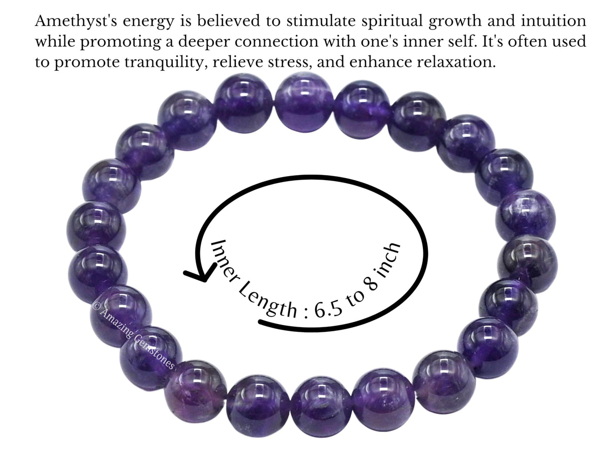 Amazing Gemstone Crystal Bracelet for Women Men's Gifts - Protection Healing Crystal Bracelet - 8mm Gemstone Beaded Stretchable Bracelet Pulseras Para Hombres Mujer Stocking Stuffers Mothers Day Gift (Amethyst)