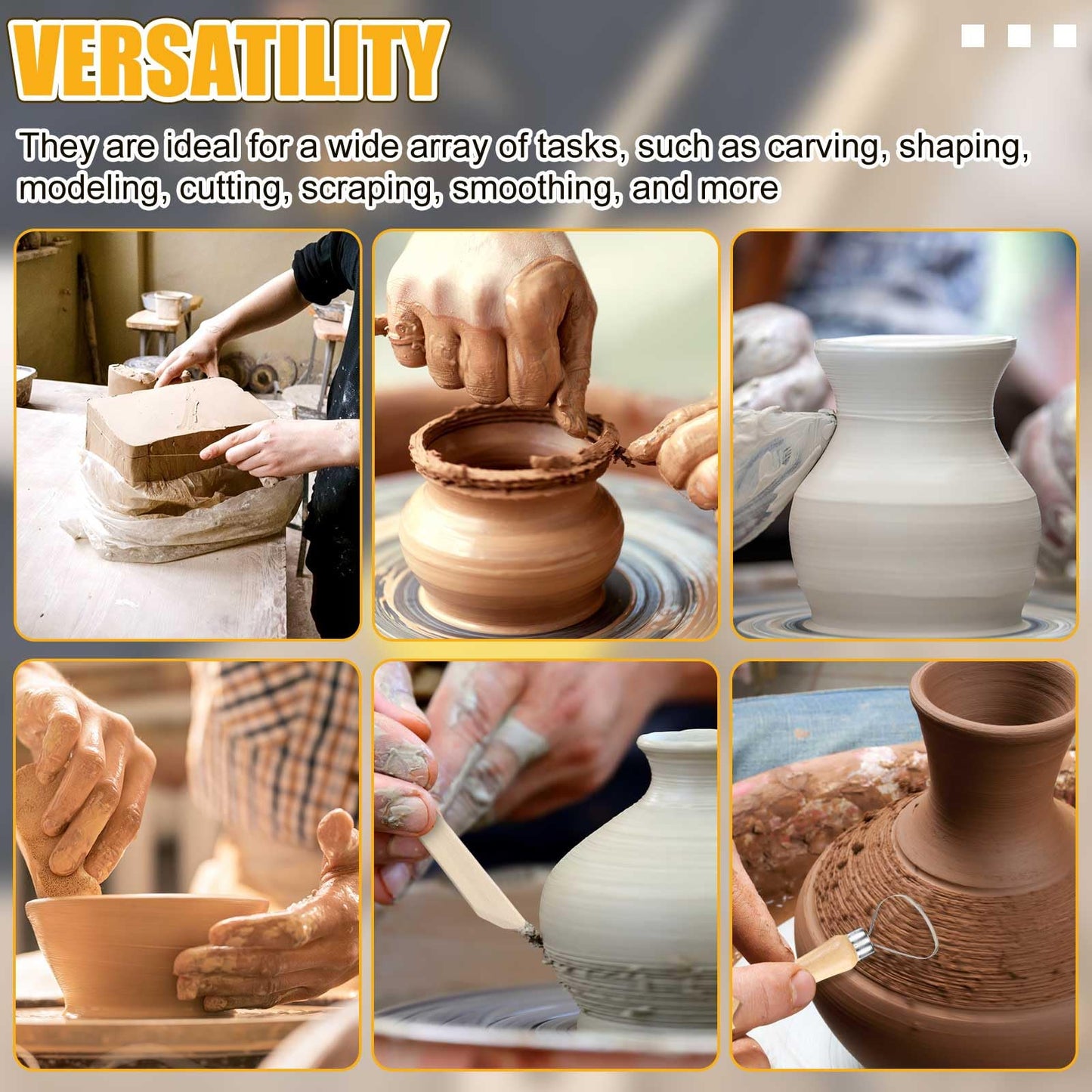 Leriton 40 Pcs Pottery Clay Tools Kit Sculpting Clay Tool Includes Cutting Modeling Trimming with Wooden Handles Carving Kit for Beginners Carving Shaping