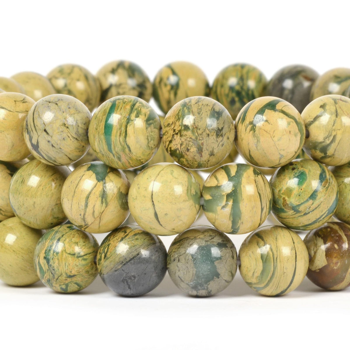 Justinstones Khaki Geen Serpentine Natural Gemstone Crystals Chakra Beads Bracelet Crystal Healing 10mm Round Stretchable Bracelet for Her Gift