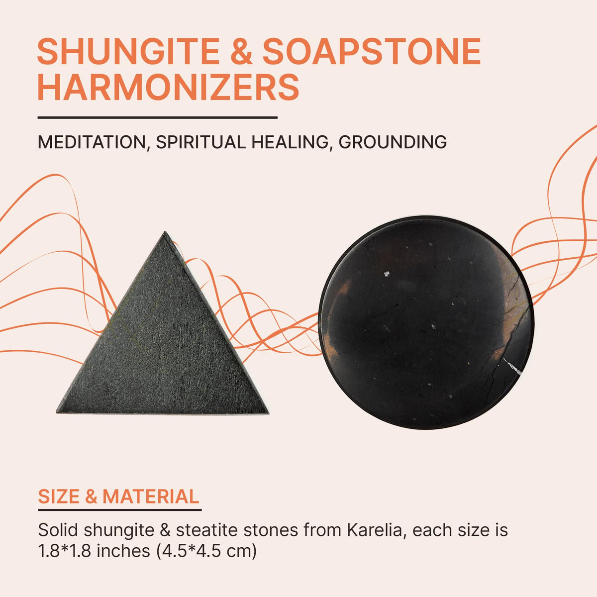 Karelian Heritage Authentic Shungite Harmonizers Pocket Set Chakra Healing Crystal Protection for Meditation | Negative Energy Blocker HP01