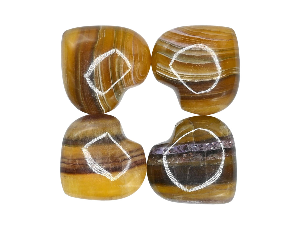 Amazing Gemstone Fluorite Crystal Heart Palm Stone - Pocket Massage Worry Stone for Natural Body Chakra Balancing, Reiki Healing and Crystal Grid