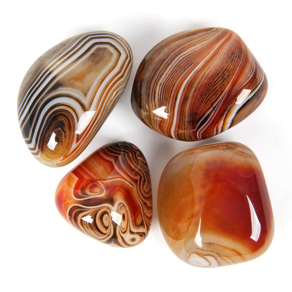 Orientrea Sardonyx Stone-4 Pcs Sardonyx Agate Palm Stone Pocket Energy Stone, Smooth Healing Crystal and Worry Stones