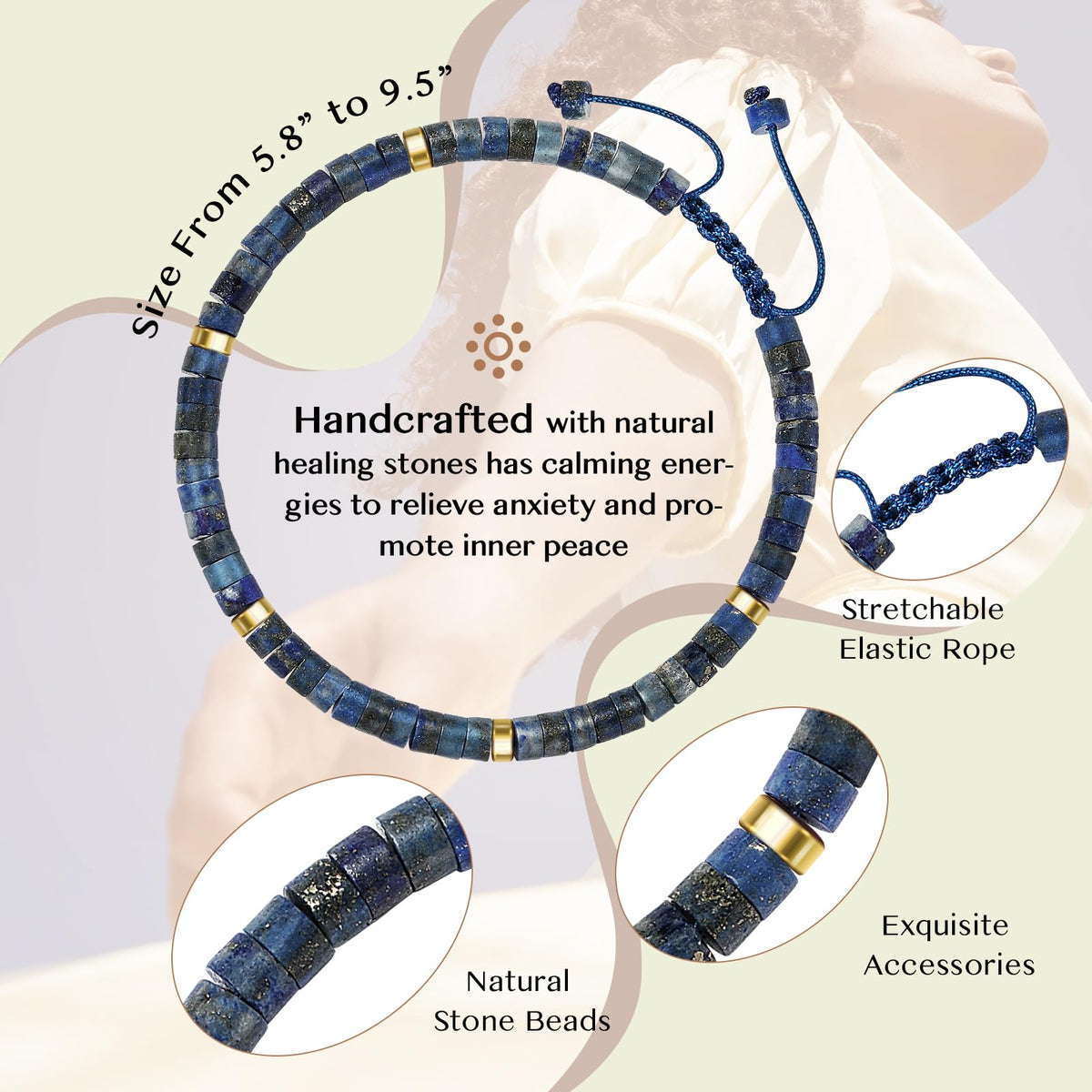 ZOKCC Inspirational Christmas Bracelet Gifts for Women: Healing Natural Stone Bracelet - Thinking of You Get Well Soon Birthday Gifts for Friend Sister Bestie BFF