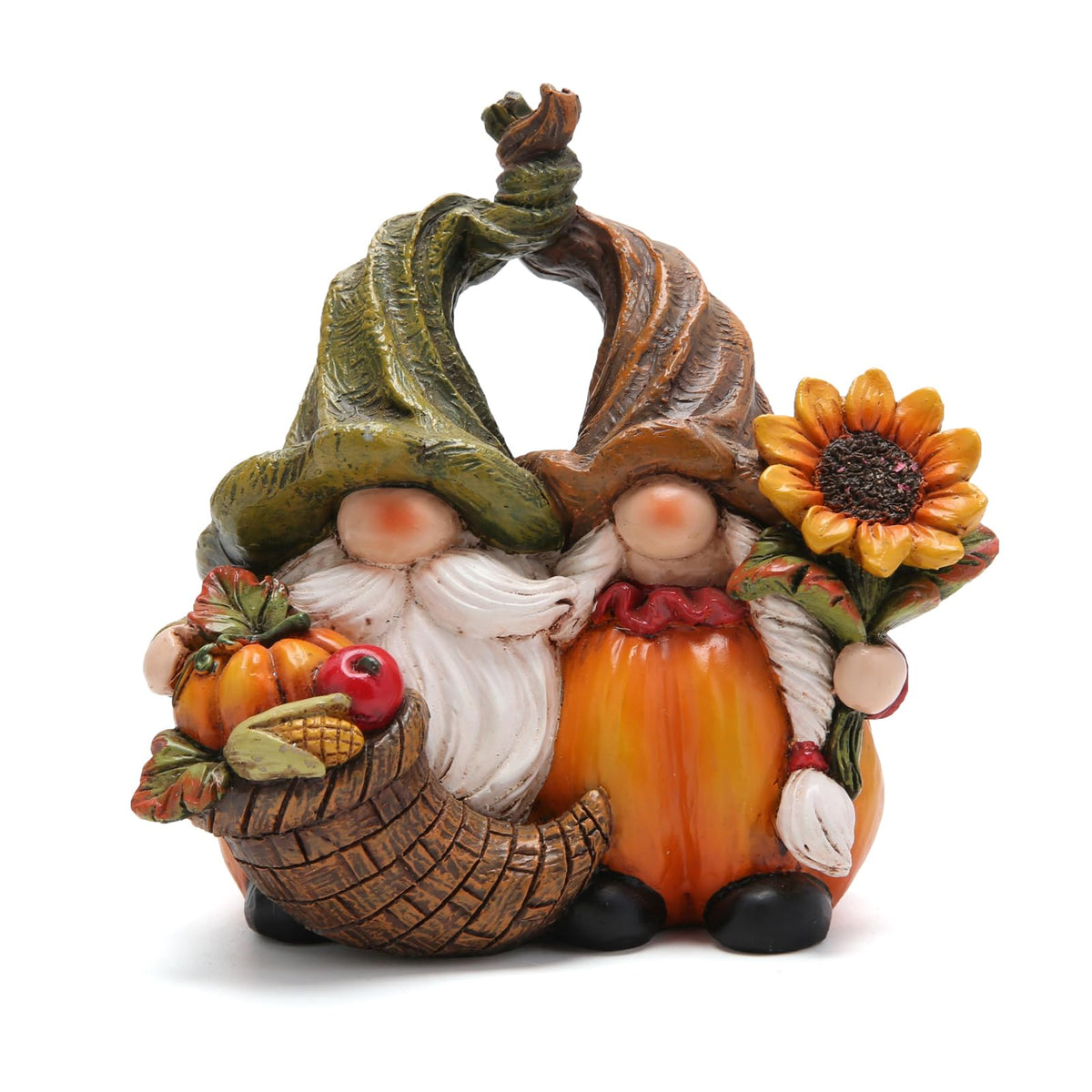 Hodao Harvest Love：Thanksgiving Pumpkin Gnome Couple Embrace Figurines-Adorable Fall Pumpkin Gnomes Home Indoor Tabletop Decoration-Fall Thanksgiving Gifts