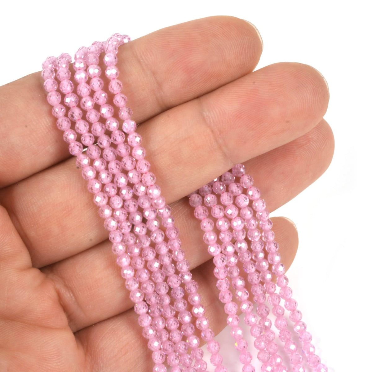 3mm Pink Zircon Faceted Gemstone Round Loose Beads Strand 15.5-16" DIY Jewelry Making