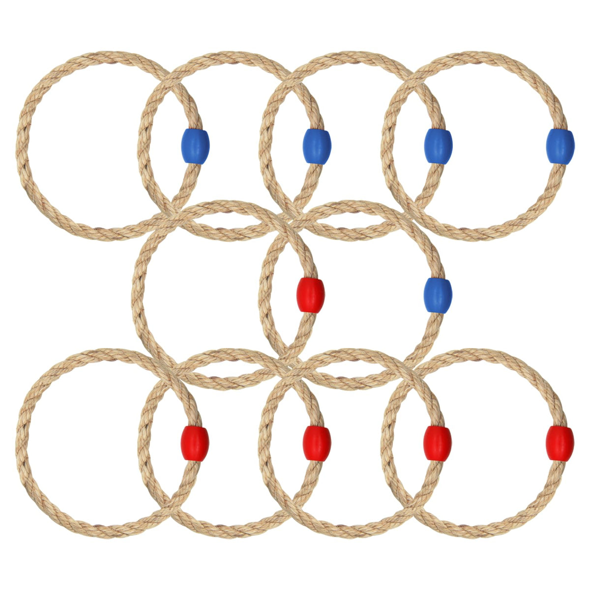 10 Pack Sisal Rope Ring Toss Game Replacement Parts for Kids and Adults, Outdoor Toss Rings for Speed Agility Practice Game,Yard Games Lawn Games for Party(Red and Blue)