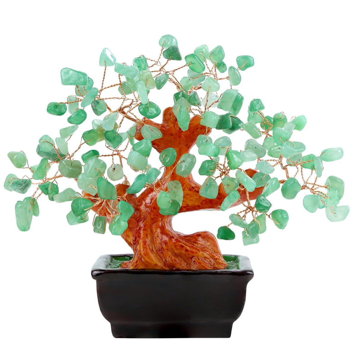NUKAYAI Natural Green Aventurine Money Tree for Office Desk Home Room Decor Positive Meditation Spiritual Energy Crystals Bonsai Trees Feng Shui Wealth and Luck Birthday Gifts for Women