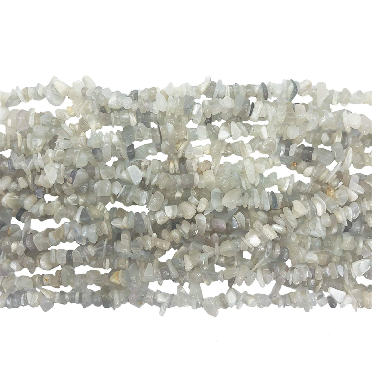 Fekuar 64" Irregular Tumbled White Moonstone Chip Beads for Jewelry Making, Healing Crystal Drilled Loose Bead Strand DIY Craft Supplies, 5-8mm