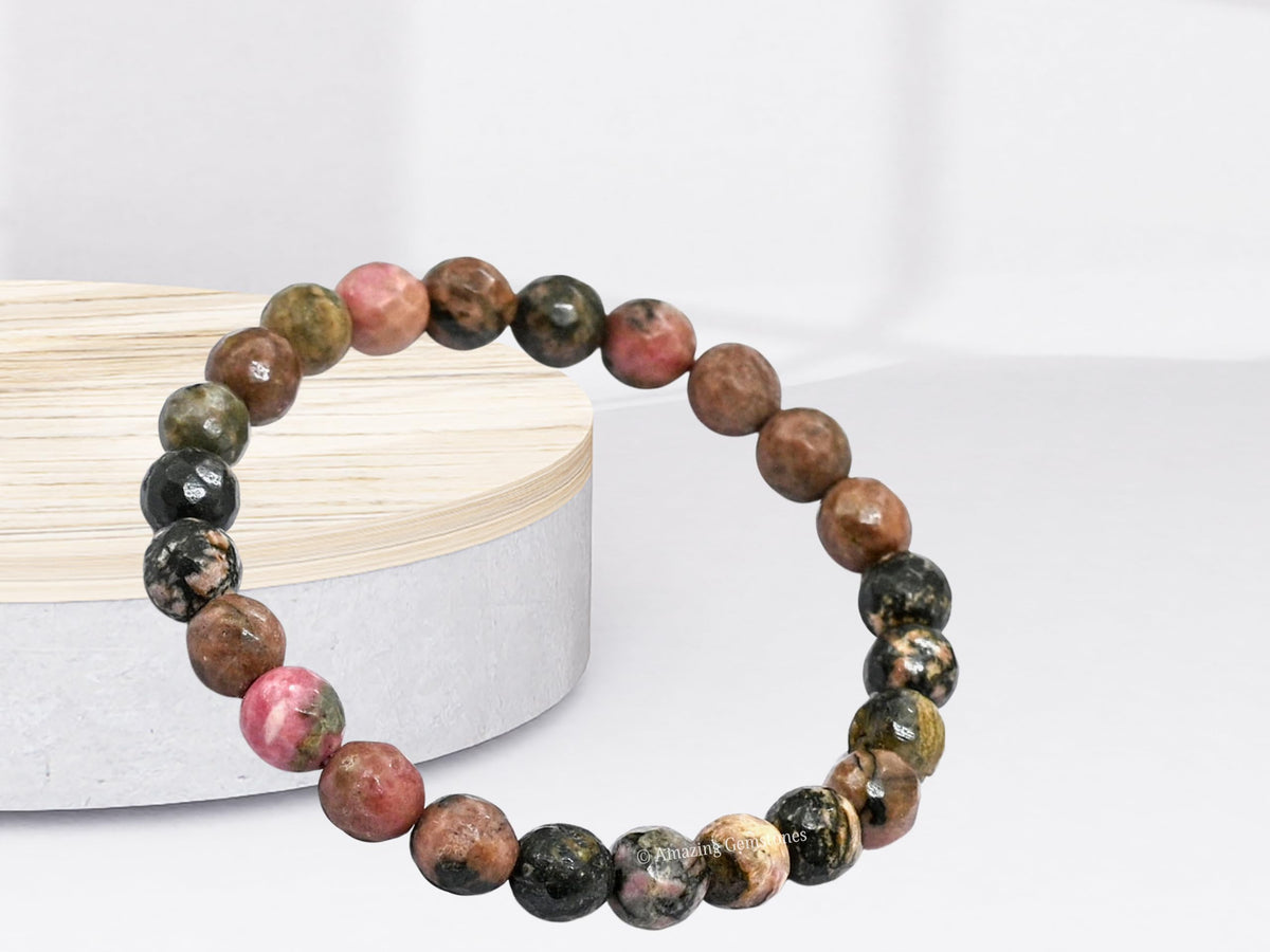 Amazing Gemstone Rhodonite with Matrix Bracelet for Women - Chakra Mens Bracelet Protection Crystals and Healing Stones - Blessing Bracelet Spiritual Meditation Gift Christmas Stocking