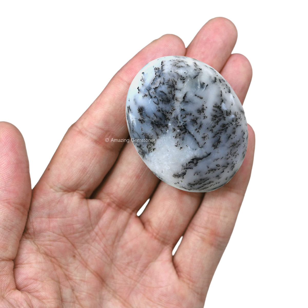 Amazing Gemstone Dendrite Opal Crystals and Healing Stones - Large Palm Stone Crystals Piedra - Crystal for Good Luck, Balanced Positive Energy, Meditation - Unique Stocking Stuffers, Gifts for Women