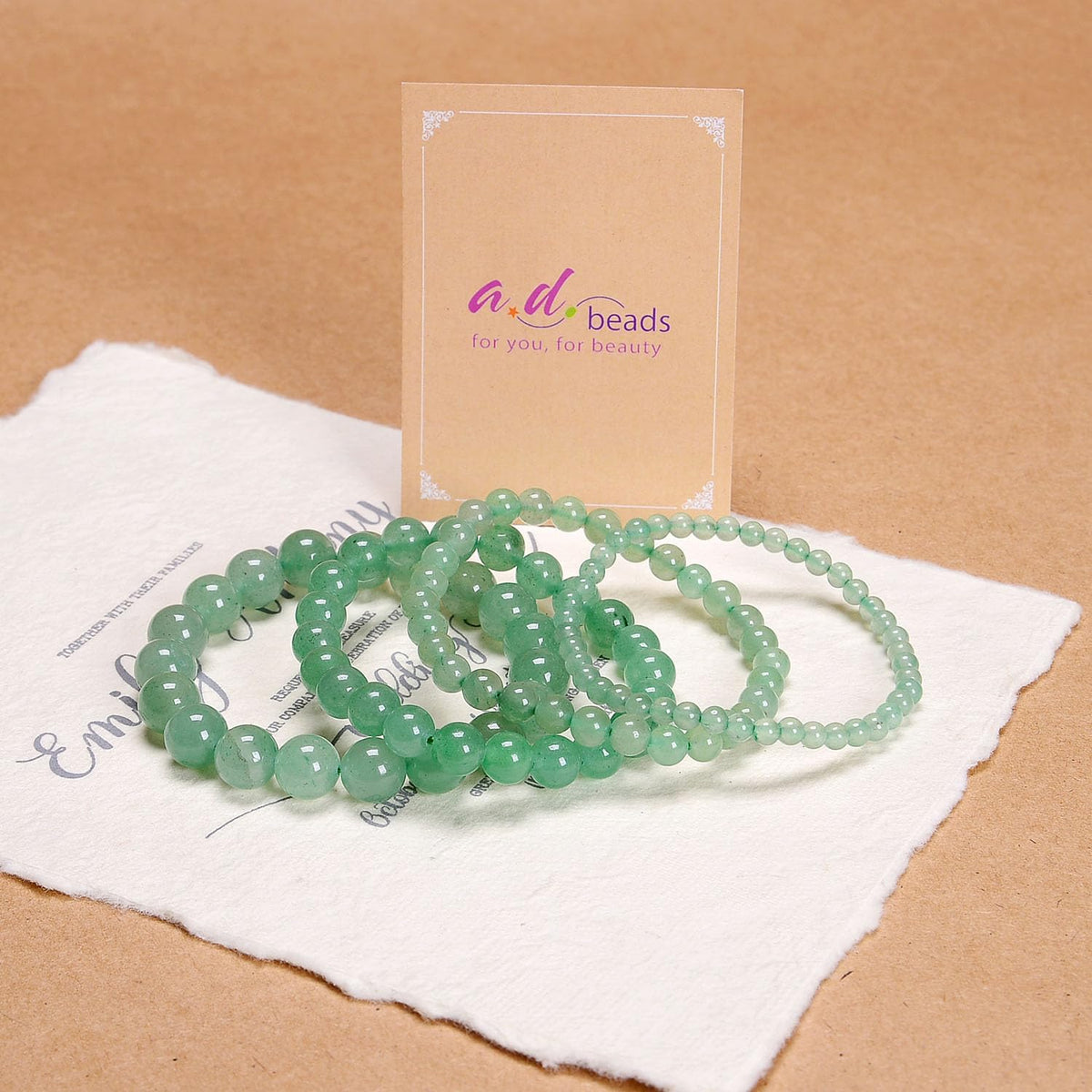 AD Beads Handmade Gemstone Stretch Elastic Bracelet Crystal Healing Reiki Nature's Beauty and Spiritual Essence Unisex (10mm, Green Aventurine (Opportunity))