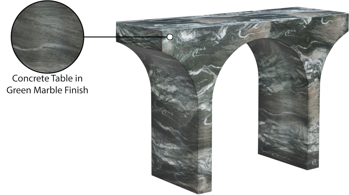 Meridian Furniture Pomezia Green Marble Finish Console Table