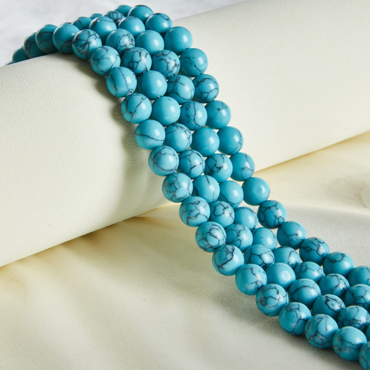 60pcs 6mm Blue Turquoise Beads Natural Gemstone Beads Round Loose Beads for Jewelry Making