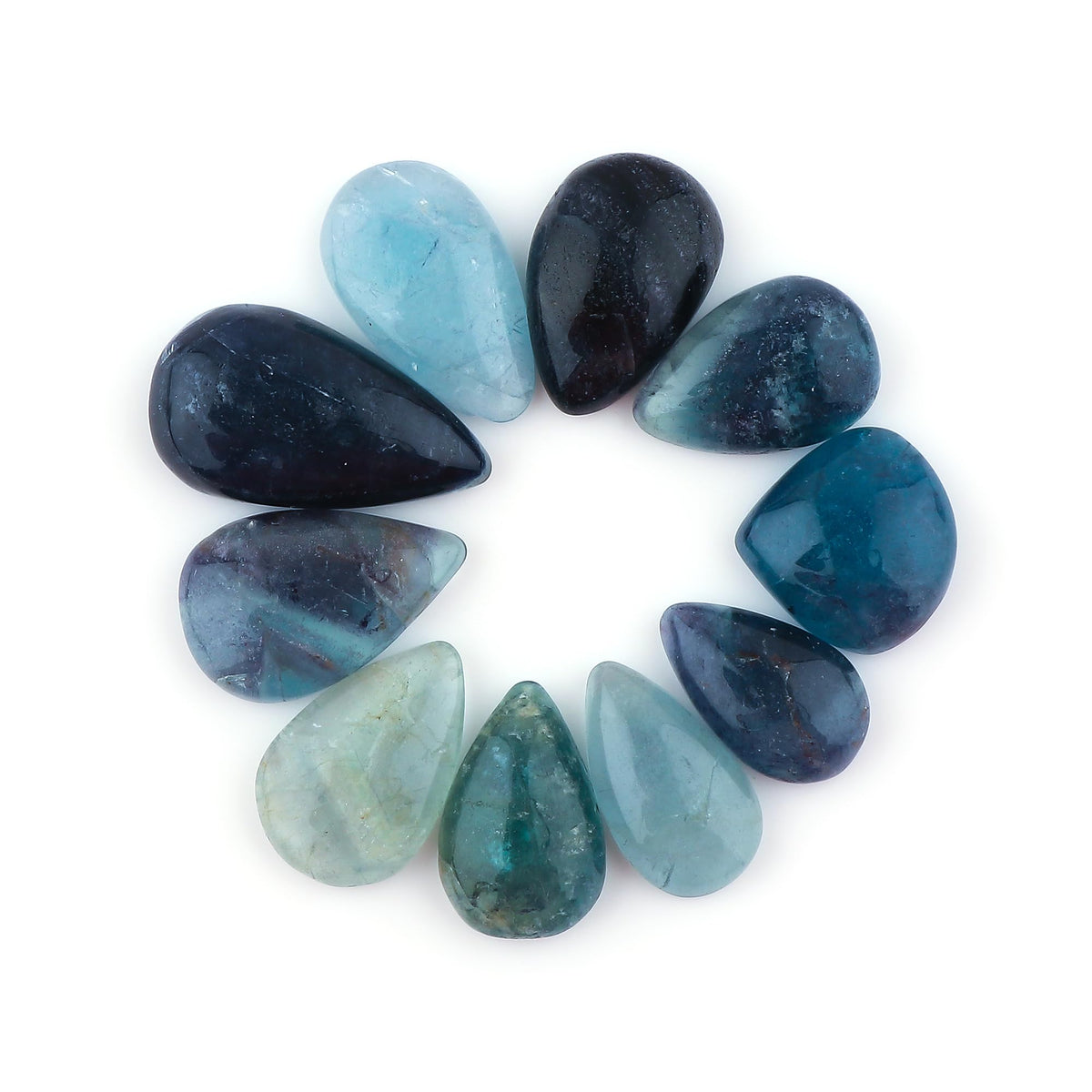 CRYSTALINES 10pcs Natural Multi Fluorite Gemstone, Wholesale Cabochon, High Grade Polished Stones Supply, DIY Crafts, Jewelry Making, Healing Crystals, Wire Wrapping, Gem Collection