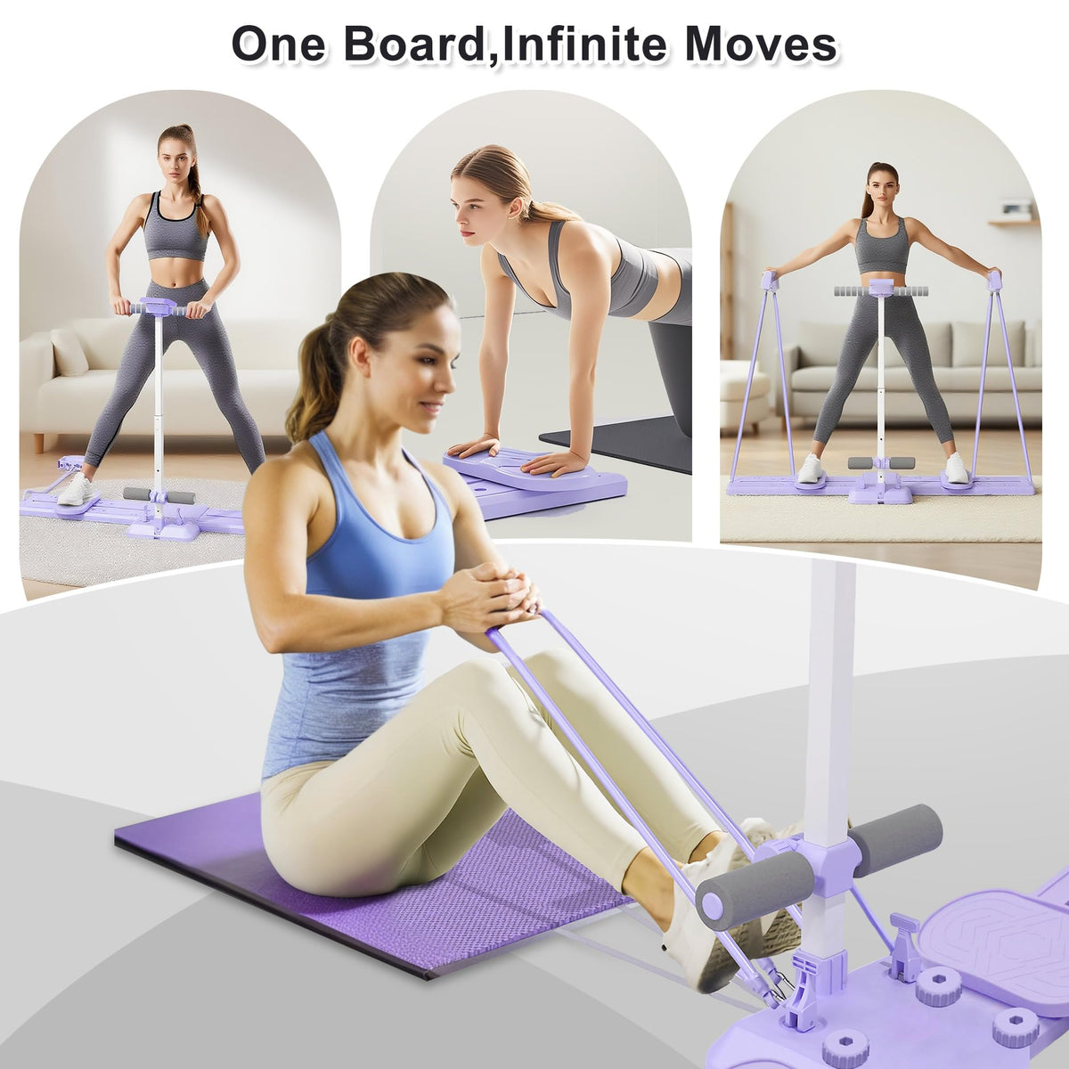 Pilates Reformer Board, Portable Foldable Reformer Board with Handrail & Phone Holder, 5-in-1 Mini Pilates Machine for Beginners & Postpartum Recovery, Multifunctional Home Pilates Workout Slider Set