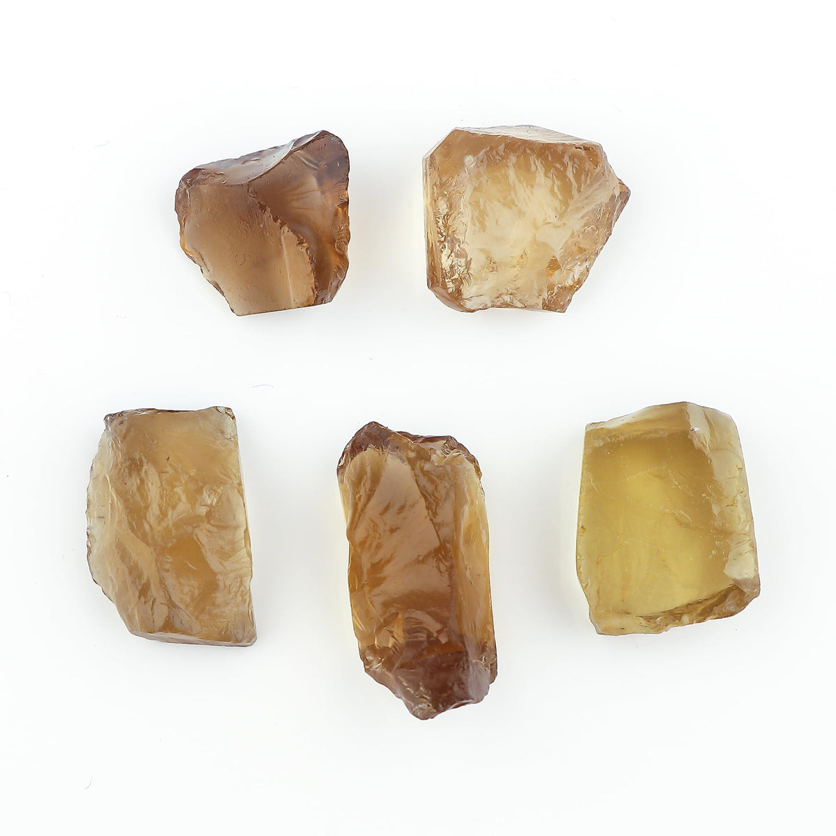 CRYSTALINES 5pcs AAA Grade Wholesale Genuine Raw Cognac Quartz Gemstones, Assorted Rough Stone, Bulk Loose Supplies, DIY Crafts-Jewelry Making, Healing Crystals, Wire Wrapping, Gem Collection