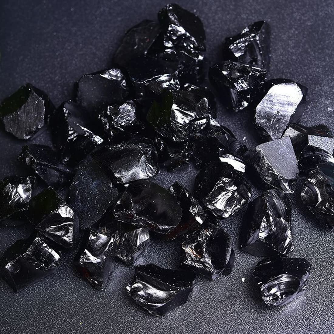 Black Obsidian Raw Crystals, Large 1.25-2.0" Healing Crystals Natural Rough Stones Crystal for Tumbling, Cabbing, Fountain Rocks, Decoration, Polishing, Wire Wrapping, Wicca & Reiki