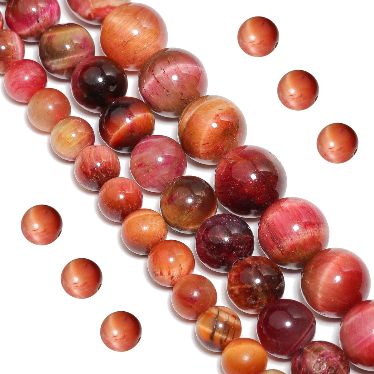 Yochus Natural Tiger Eye Beads, 60Pcs 6MM Onyx Agate Color Enhance Round Loose Beads Bulk, DIY Charm Smooth Gemstone Beads for Jewelry Making(4mm 8mm 10mm 12mm Beads)